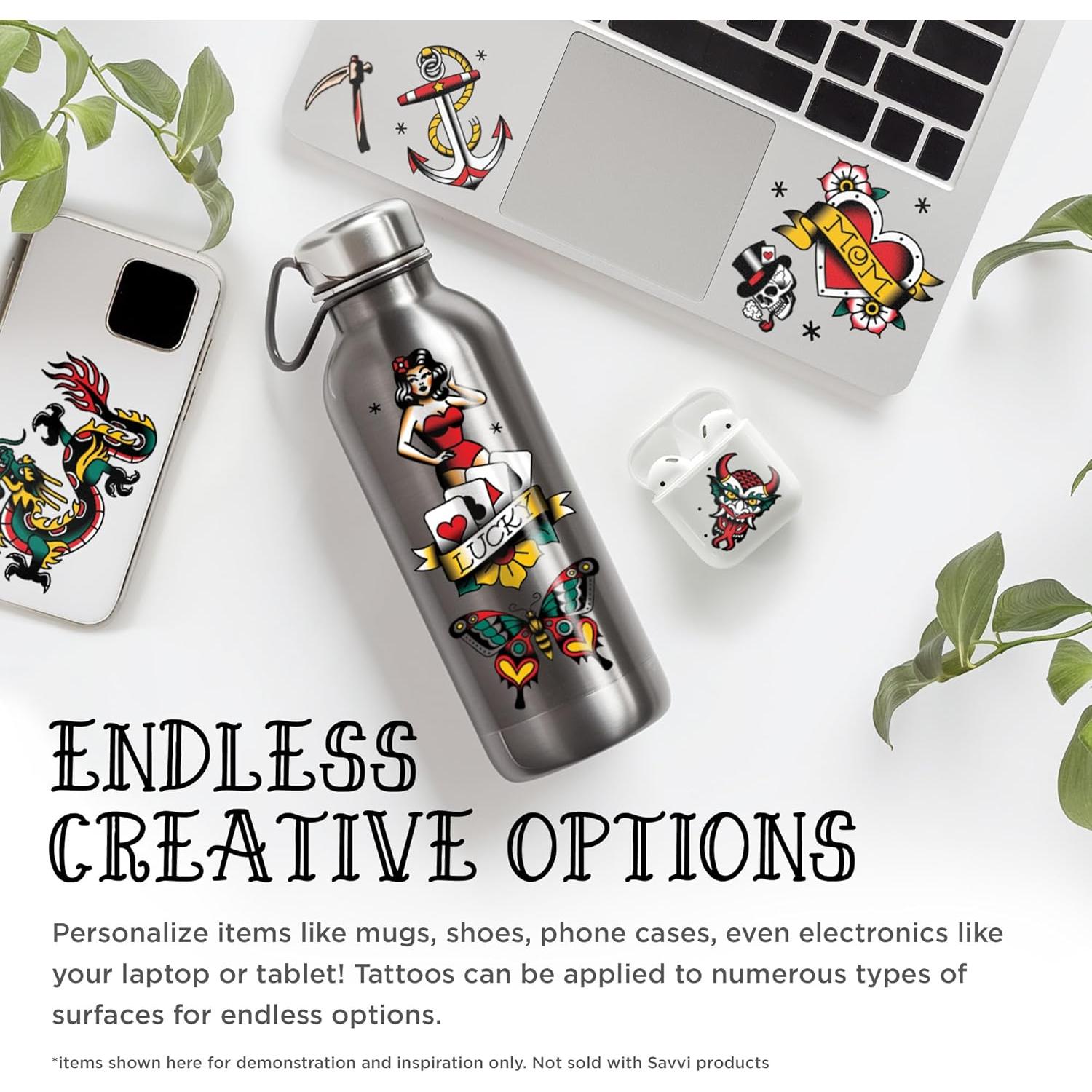 Tatuajes Temporales Tradicionales Americanos Savvi - 18 Piezas