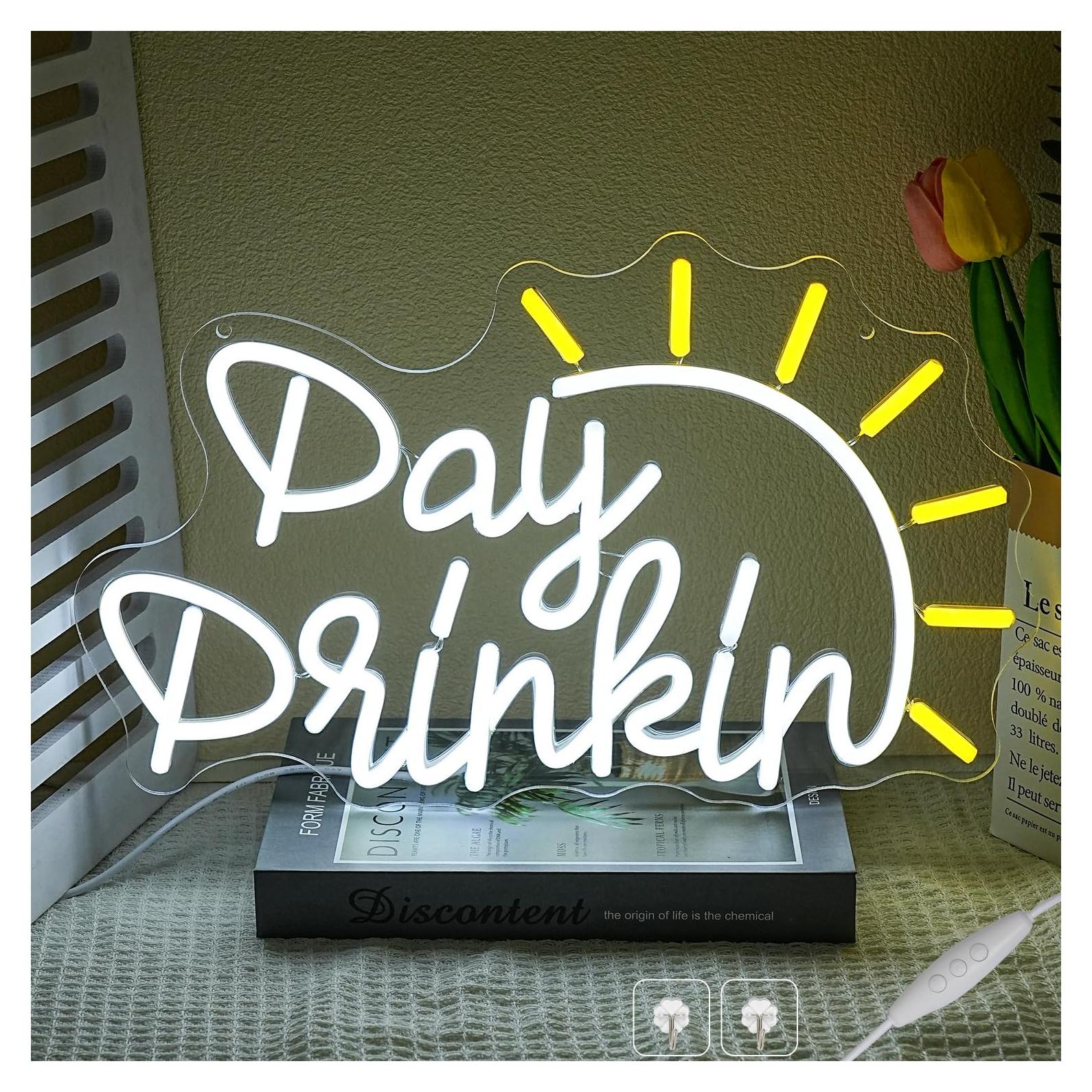 Letrero de Neón LED Día de Bebida CHANNEON 39.88x24.38cm