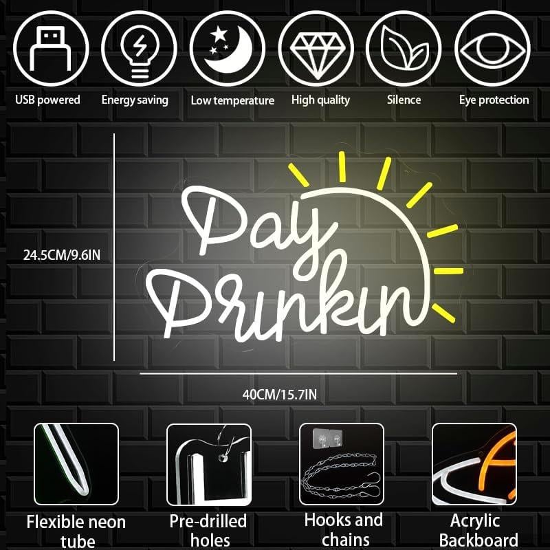 Letrero de Neón LED Día de Bebida CHANNEON 39.88x24.38cm