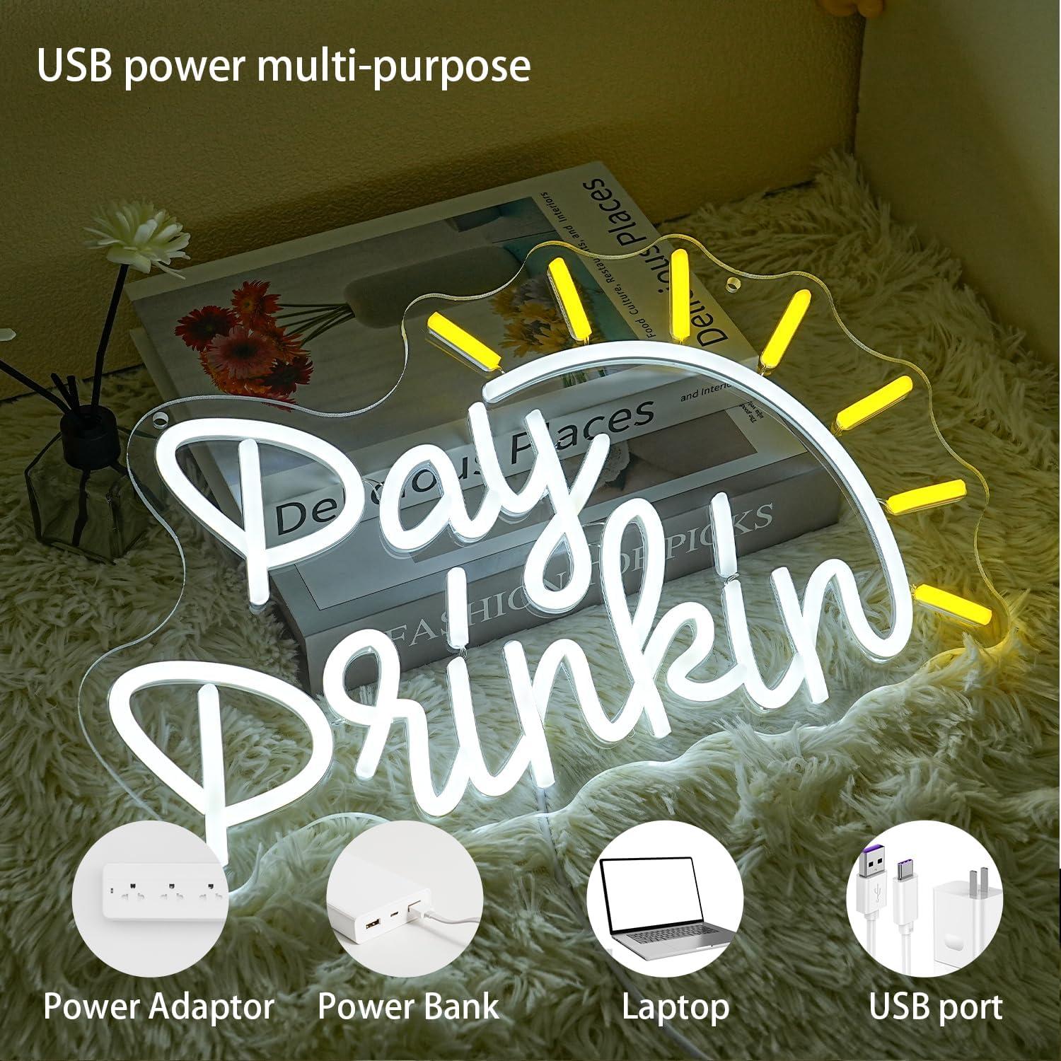 Letrero de Neón LED Día de Bebida CHANNEON 39.88x24.38cm