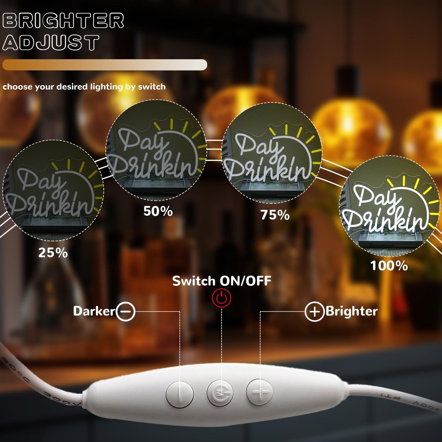 Letrero de Neón LED Día de Bebida CHANNEON 39.88x24.38cm