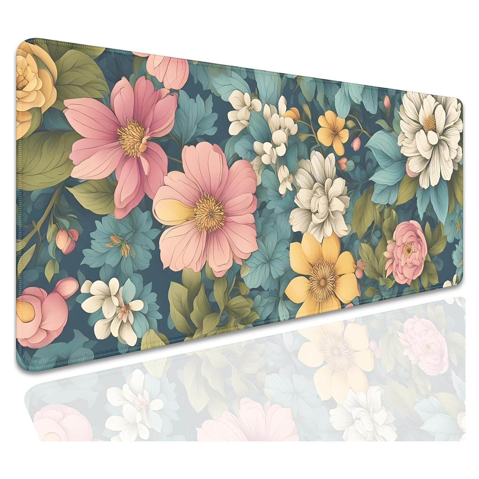 Alfombrilla de Ratón Grande MZSVDVD Floral 70x30 cm Antideslizante