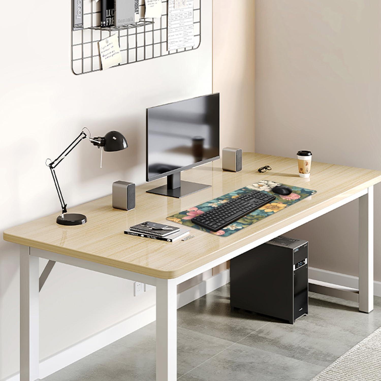 Alfombrilla de Ratón Grande MZSVDVD Floral 70x30 cm Antideslizante