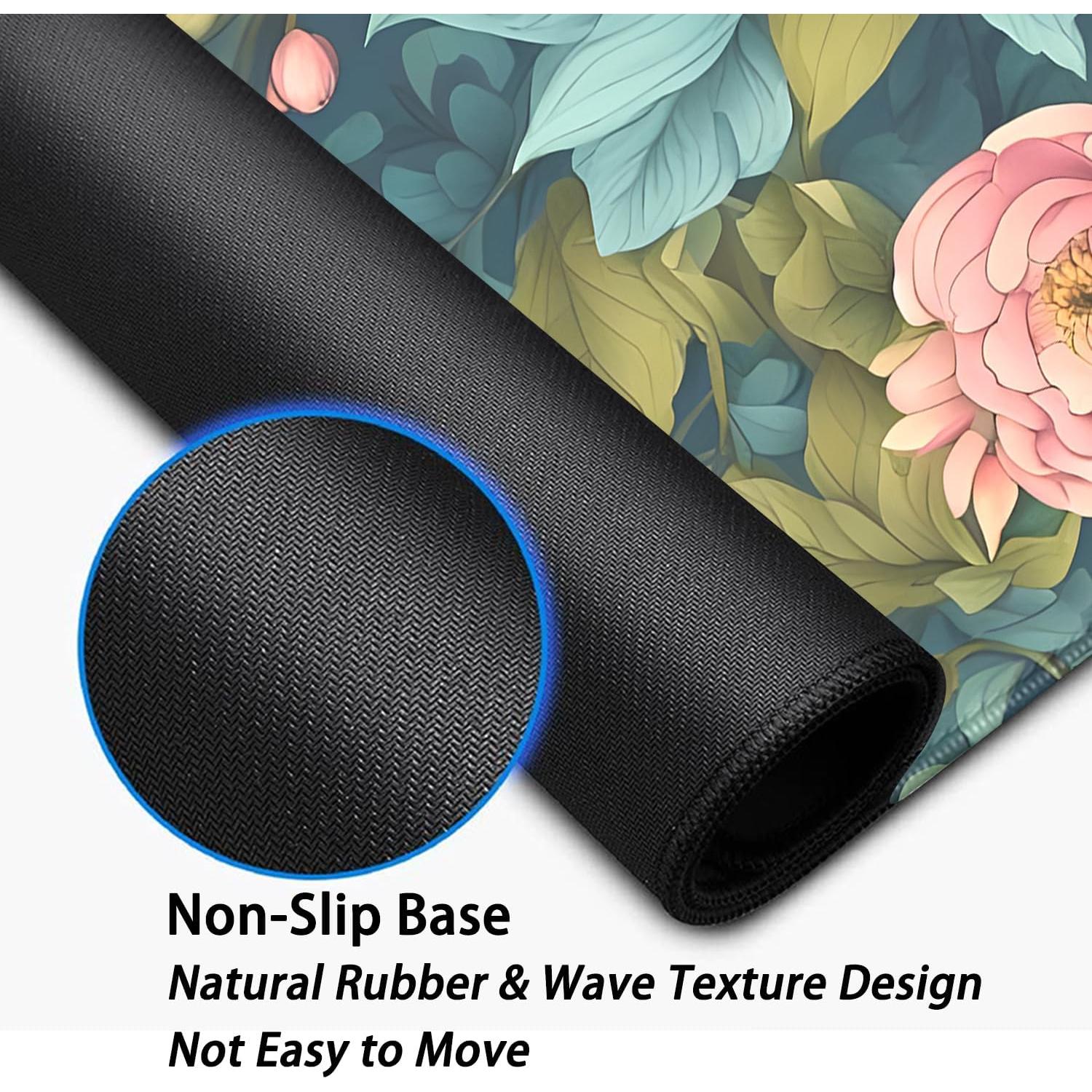 Alfombrilla de Ratón Grande MZSVDVD Floral 70x30 cm Antideslizante