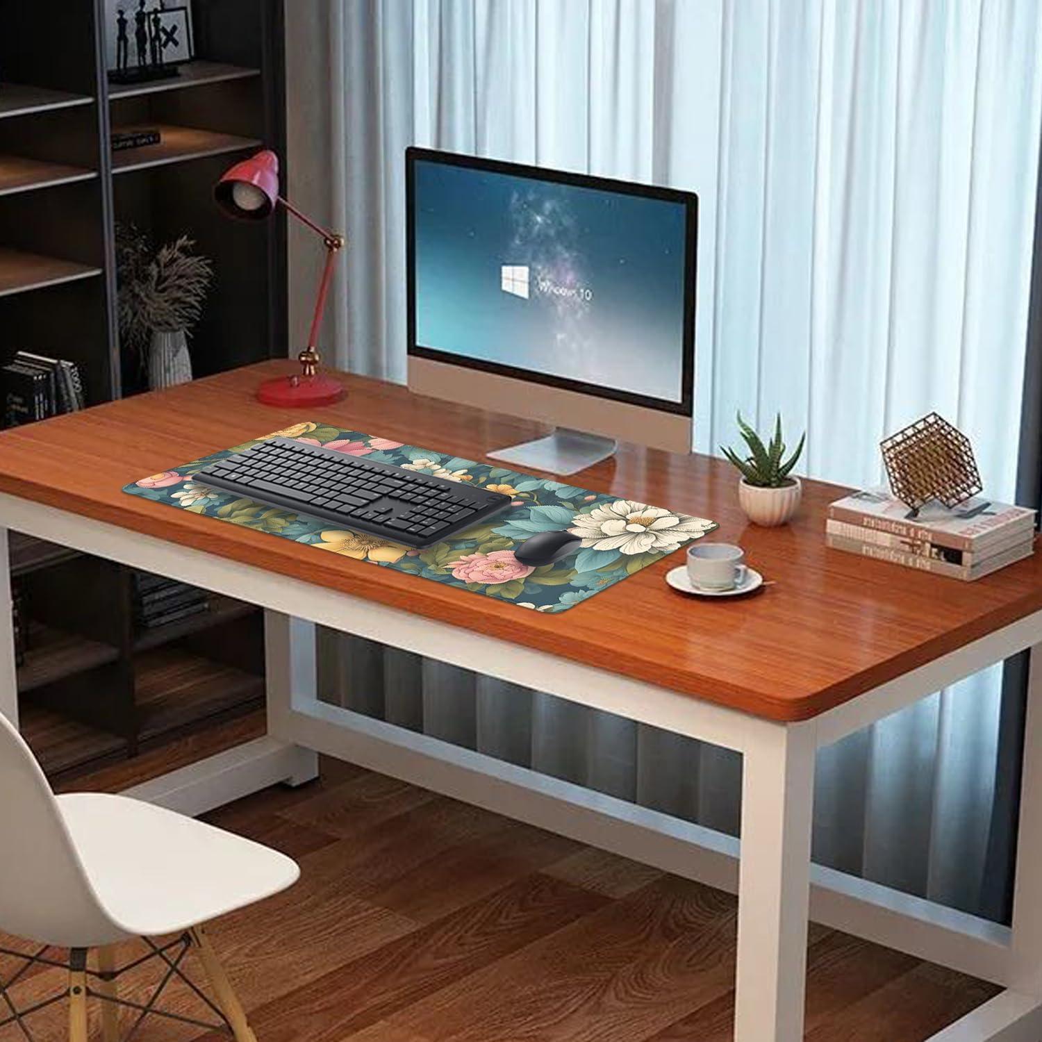 Alfombrilla de Ratón Grande MZSVDVD Floral 70x30 cm Antideslizante