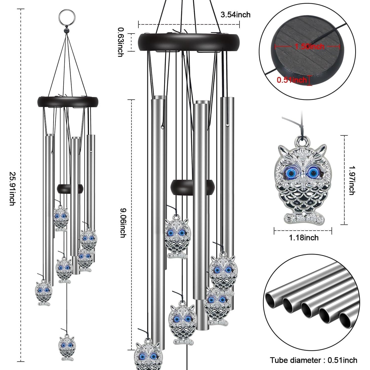 Campana de Viento Virekm Búho Ojo Maligno 64.8 cm