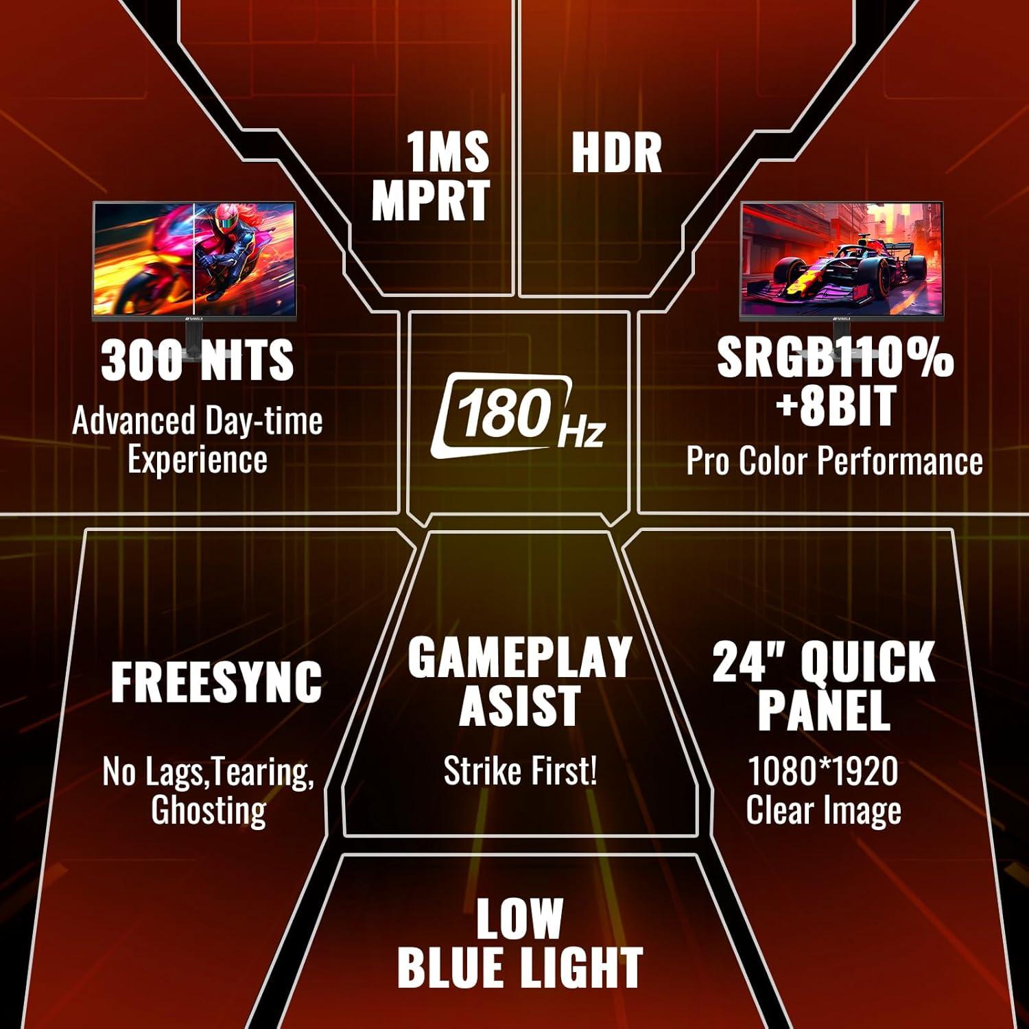 Monitor Gaming SANSUI 24" FHD 180Hz 1ms FreeSync HDR