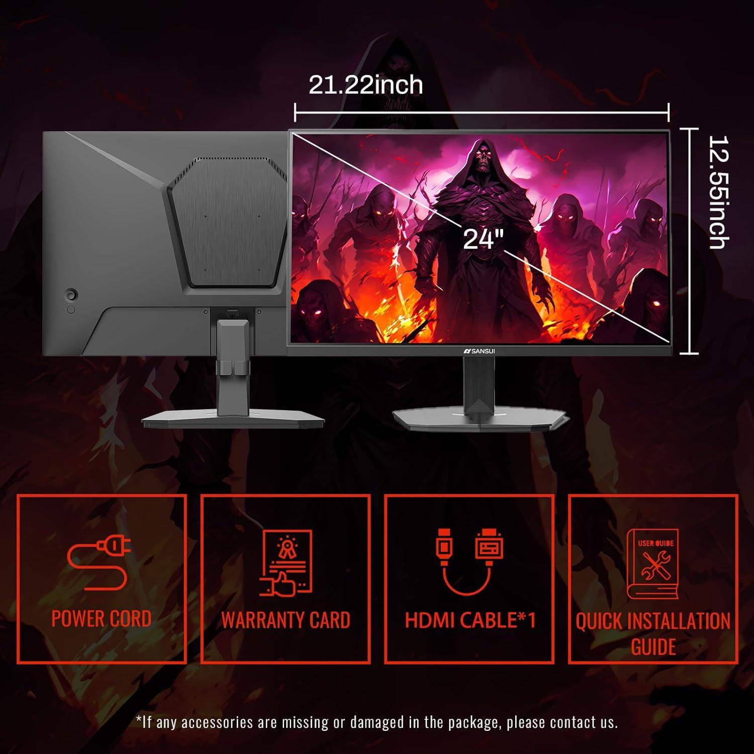 Monitor Gaming SANSUI 24" FHD 180Hz 1ms FreeSync HDR