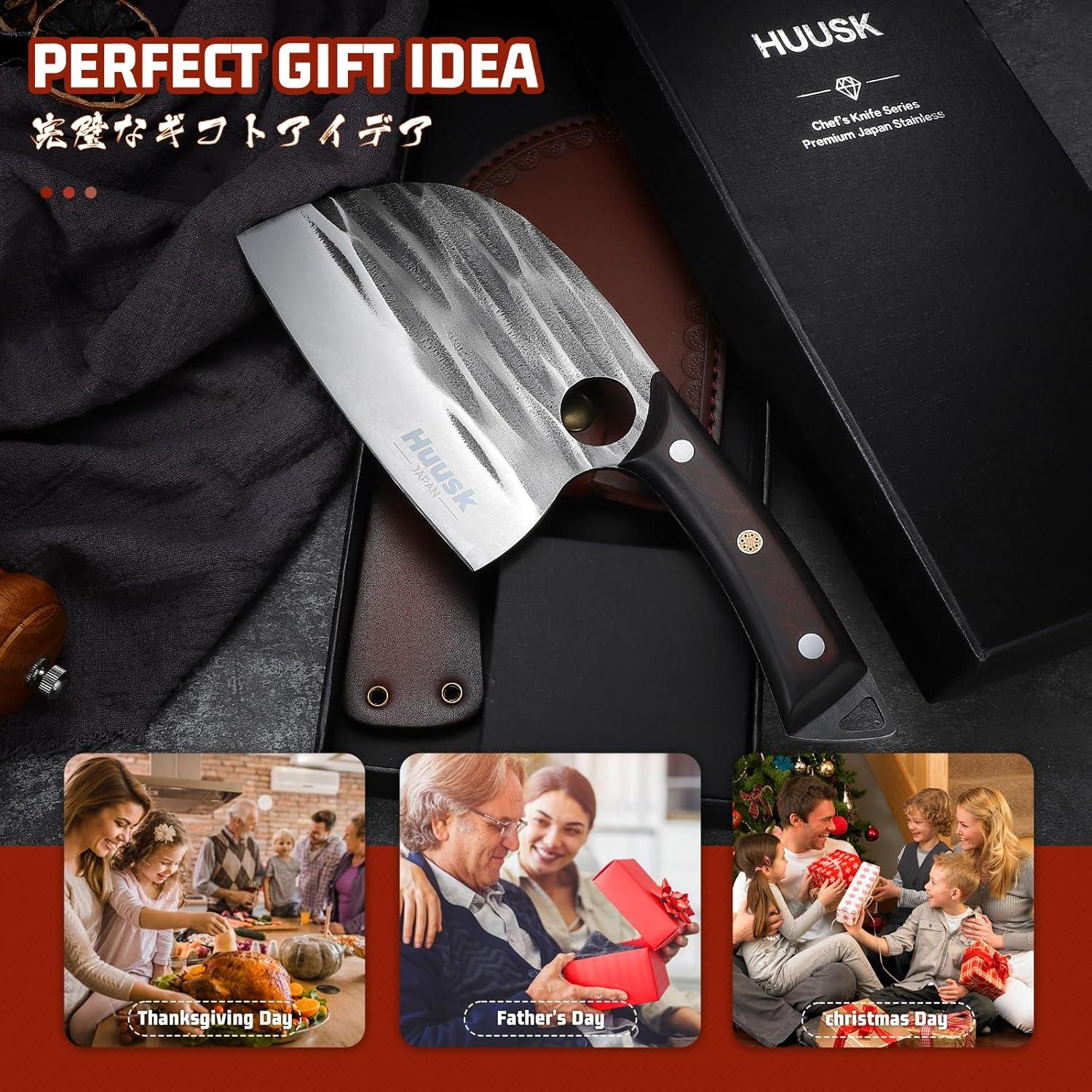 Cuchillo de Chef Huusk Forjado 16cm con Funda de Madera