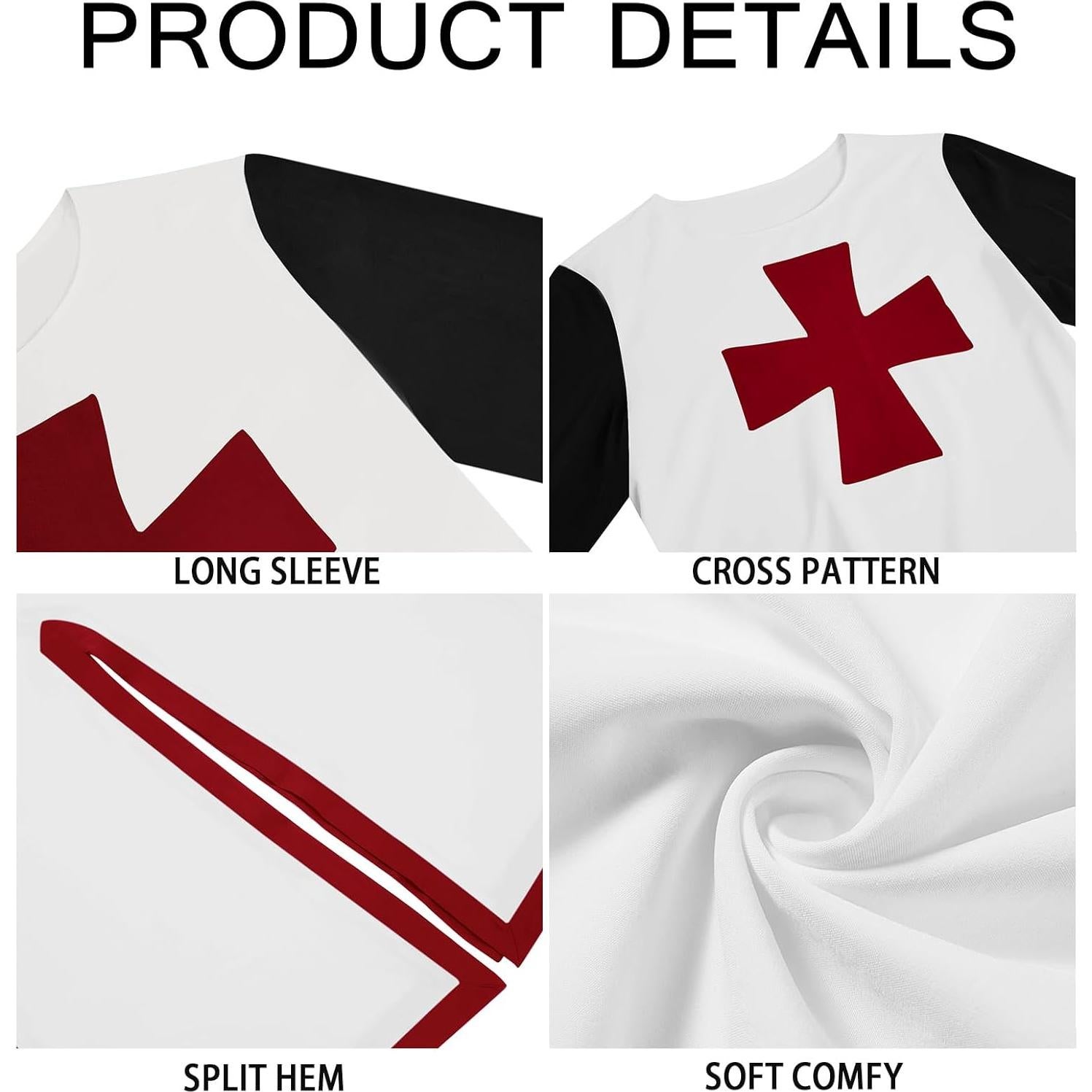 Disfraz de Cruzado Medieval Hombre Ryannology Templario Rojo