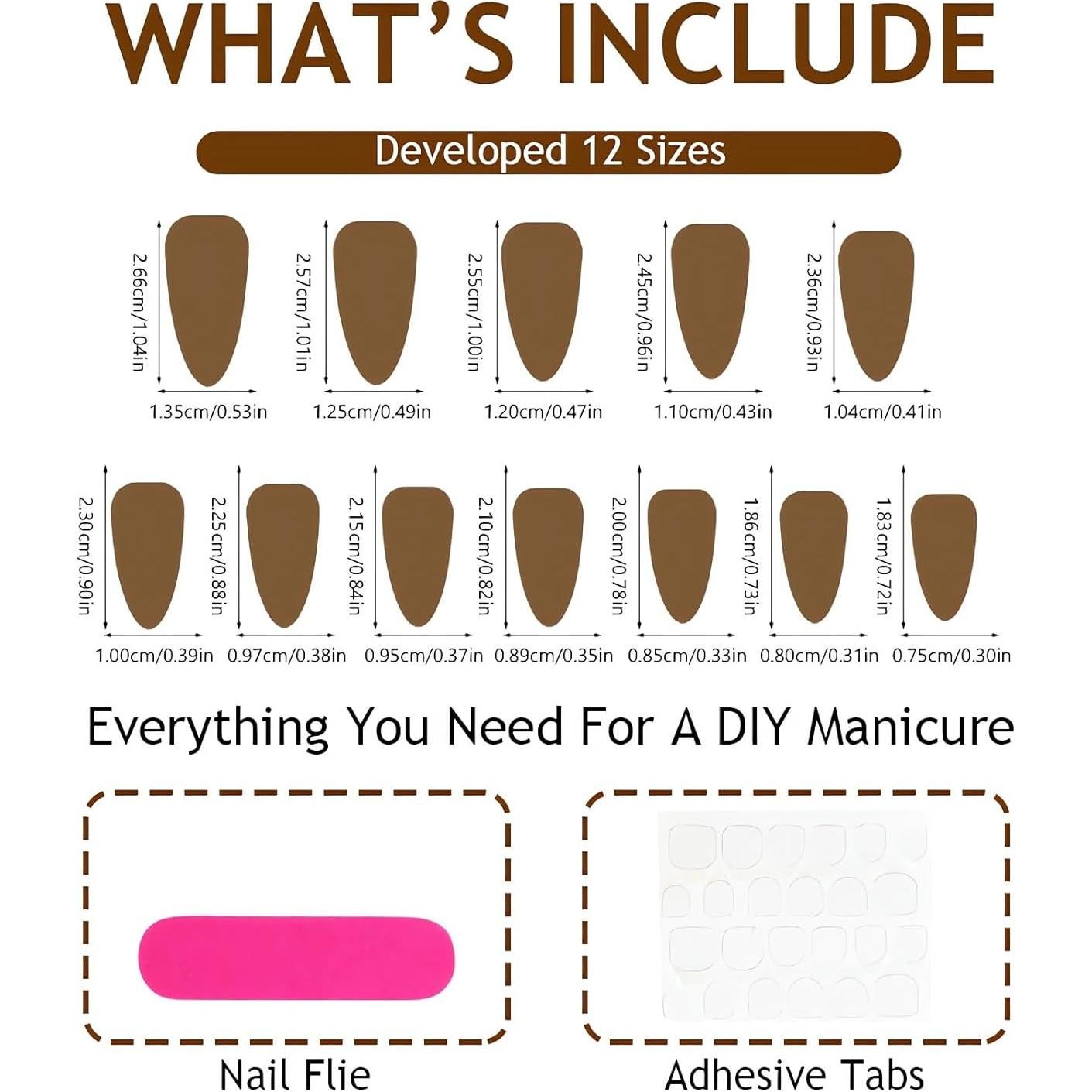 Uñas Postizas Almendra Media OHWODA 24 Piezas Cian Estrellas