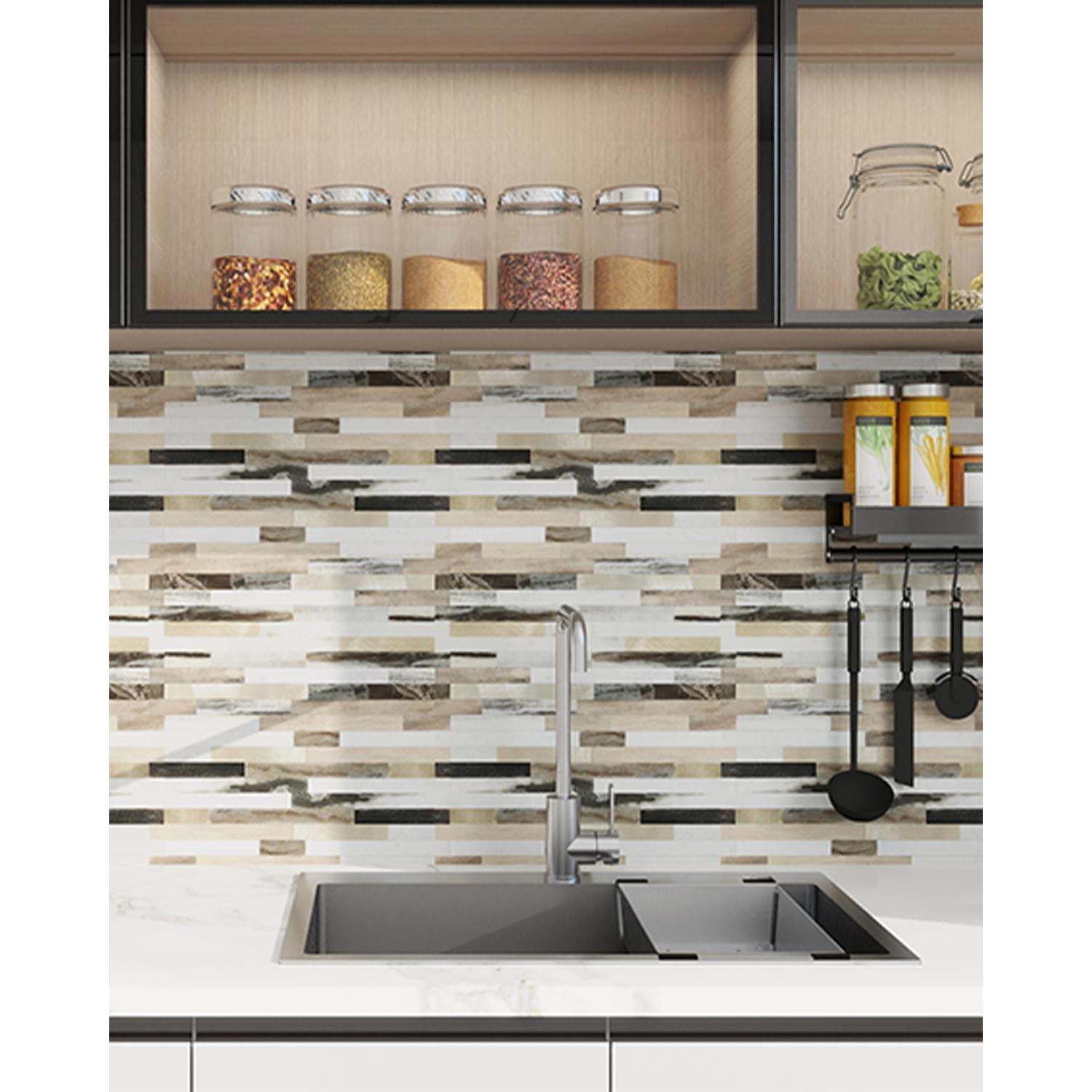 KASARO Azulejo Autoadhesivo 20 Piezas Mármol Marrón Blanco