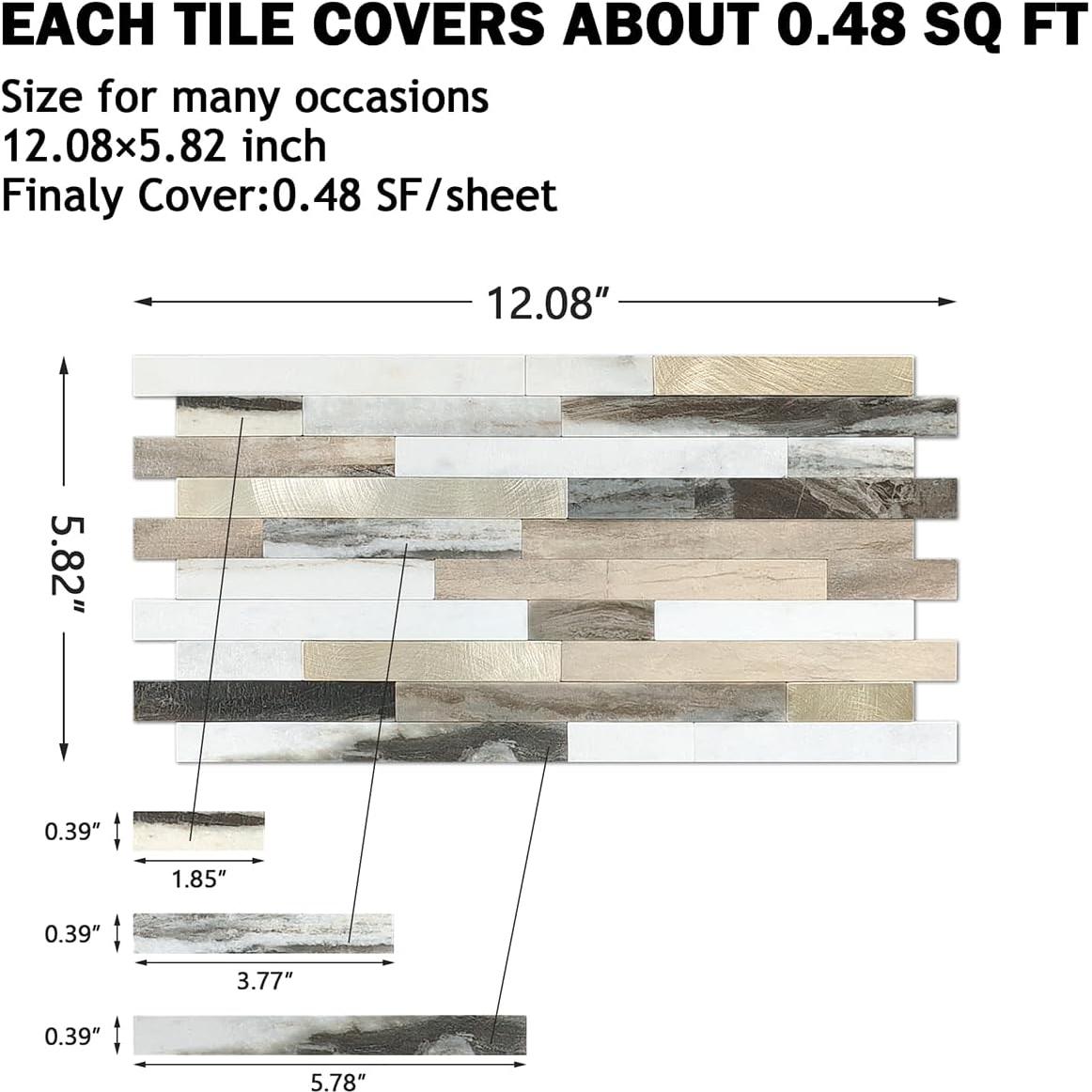 KASARO Azulejo Autoadhesivo 20 Piezas Mármol Marrón Blanco