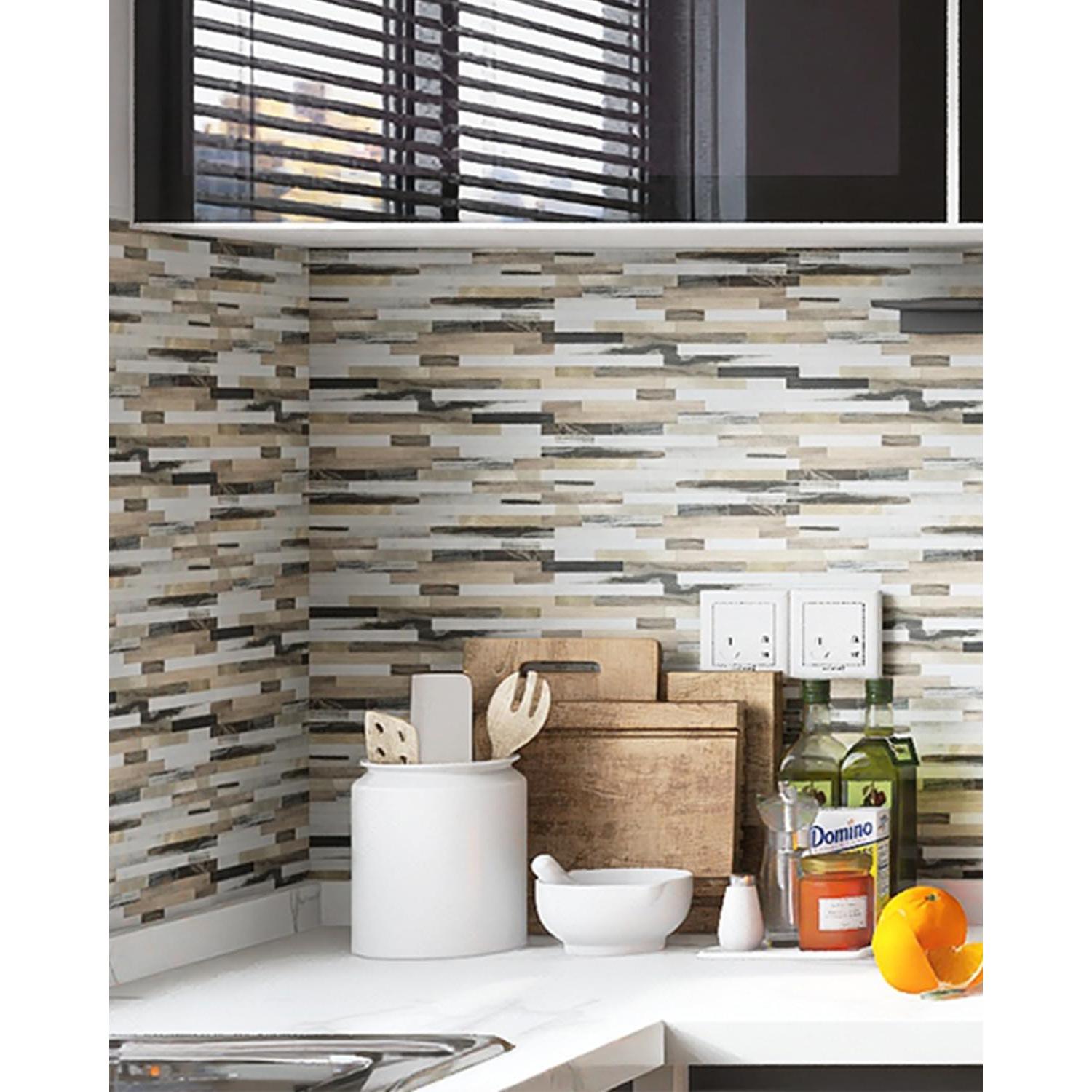 KASARO Azulejo Autoadhesivo 20 Piezas Mármol Marrón Blanco