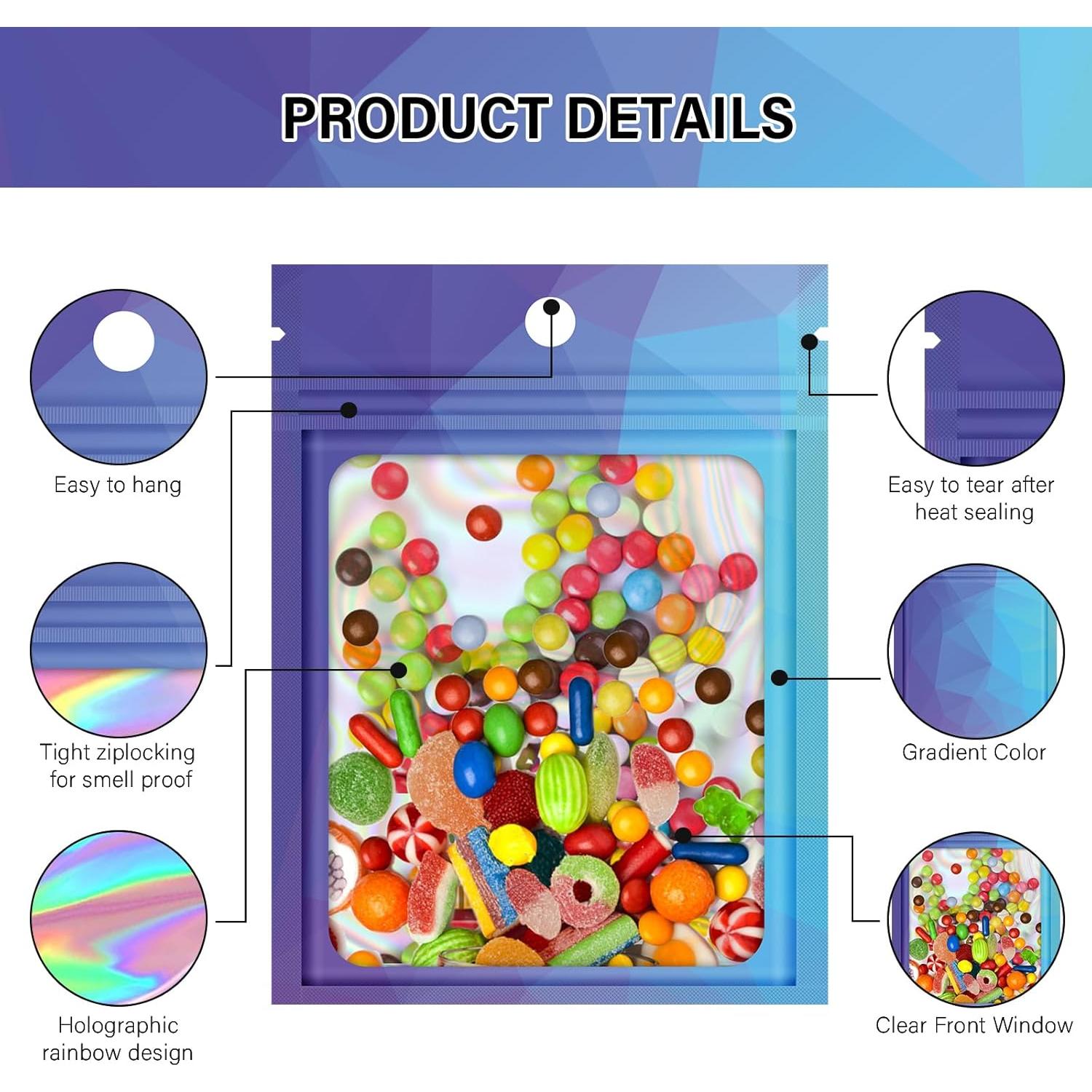 100 Bolsas Reutilizables Mylar Ziplock VEEMOS 8.9x11.9 cm Azul