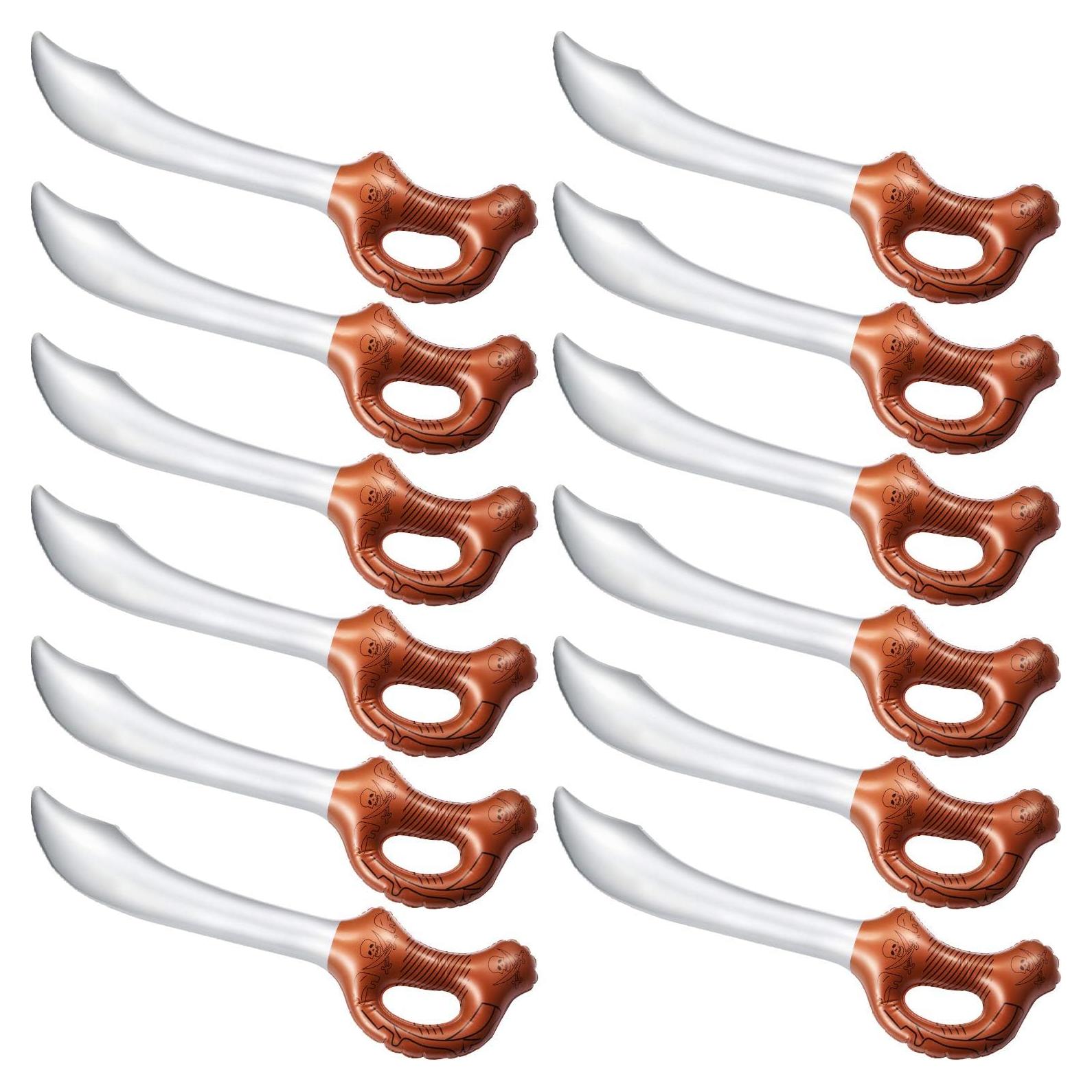 12 Espadas Inflables de Pirata Boao 58 cm para Fiestas