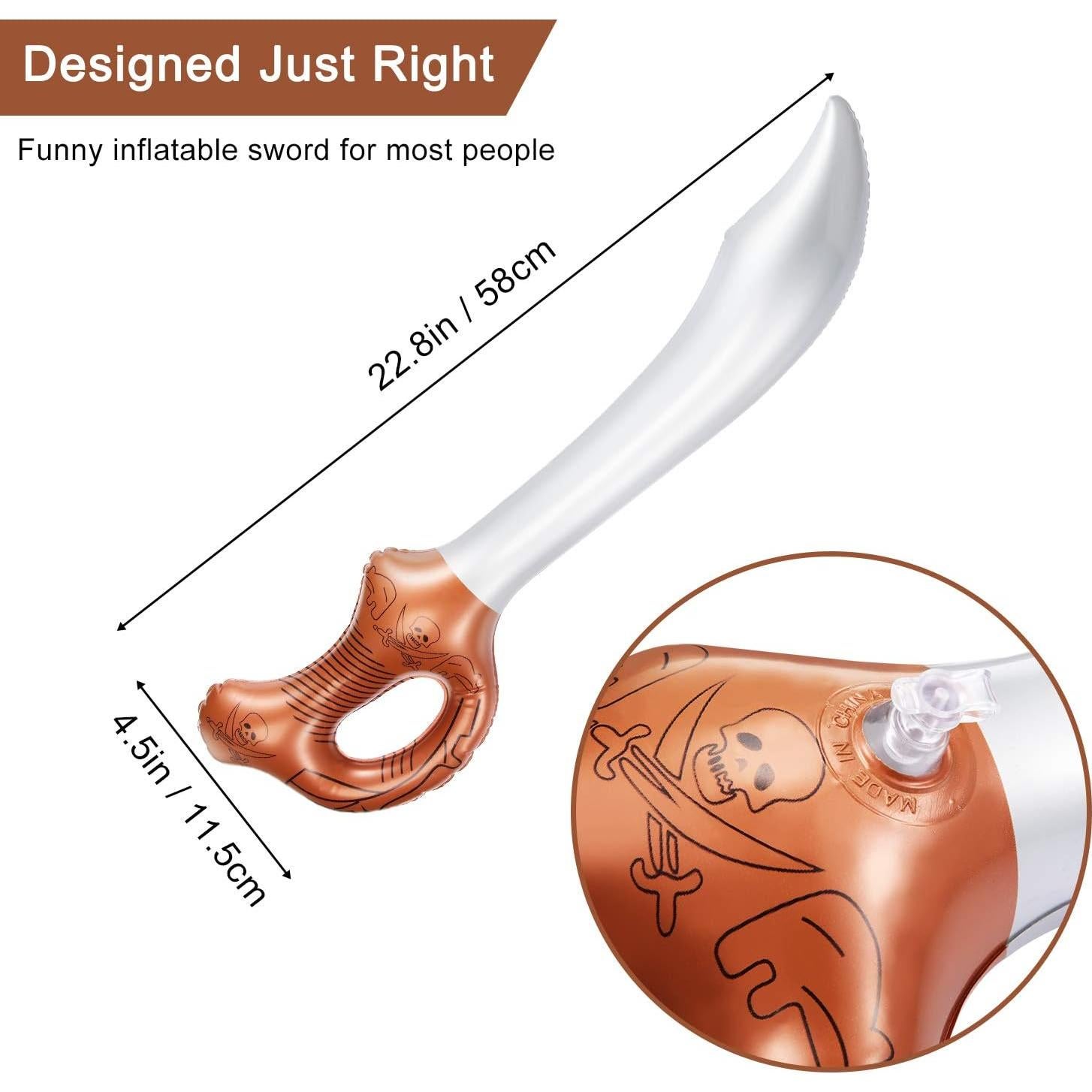 12 Espadas Inflables de Pirata Boao 58 cm para Fiestas