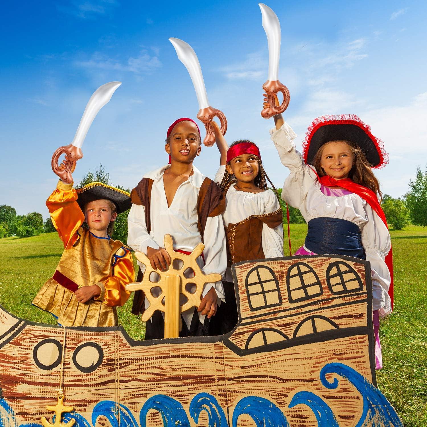 12 Espadas Inflables de Pirata Boao 58 cm para Fiestas