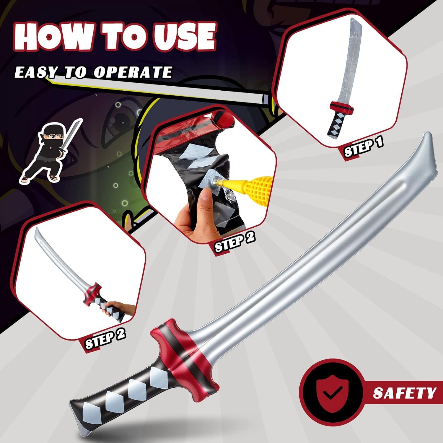 24 Espadas Ninja Inflables Deekin 75 cm Juguetes Fiesta Cumpleaños