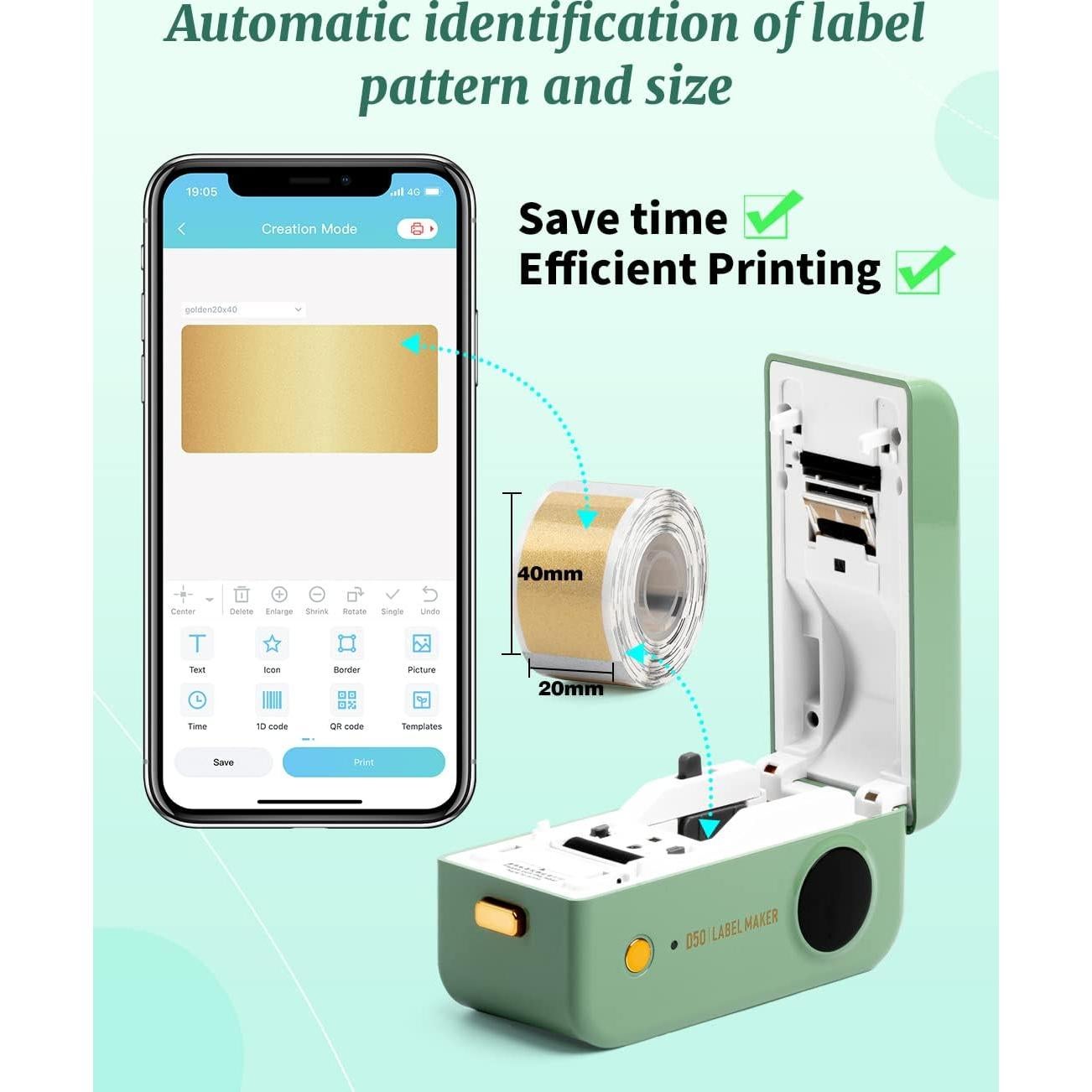 Impresora de Etiquetas Portátil Phomemo D50 Bluetooth 1.6-2.4 cm