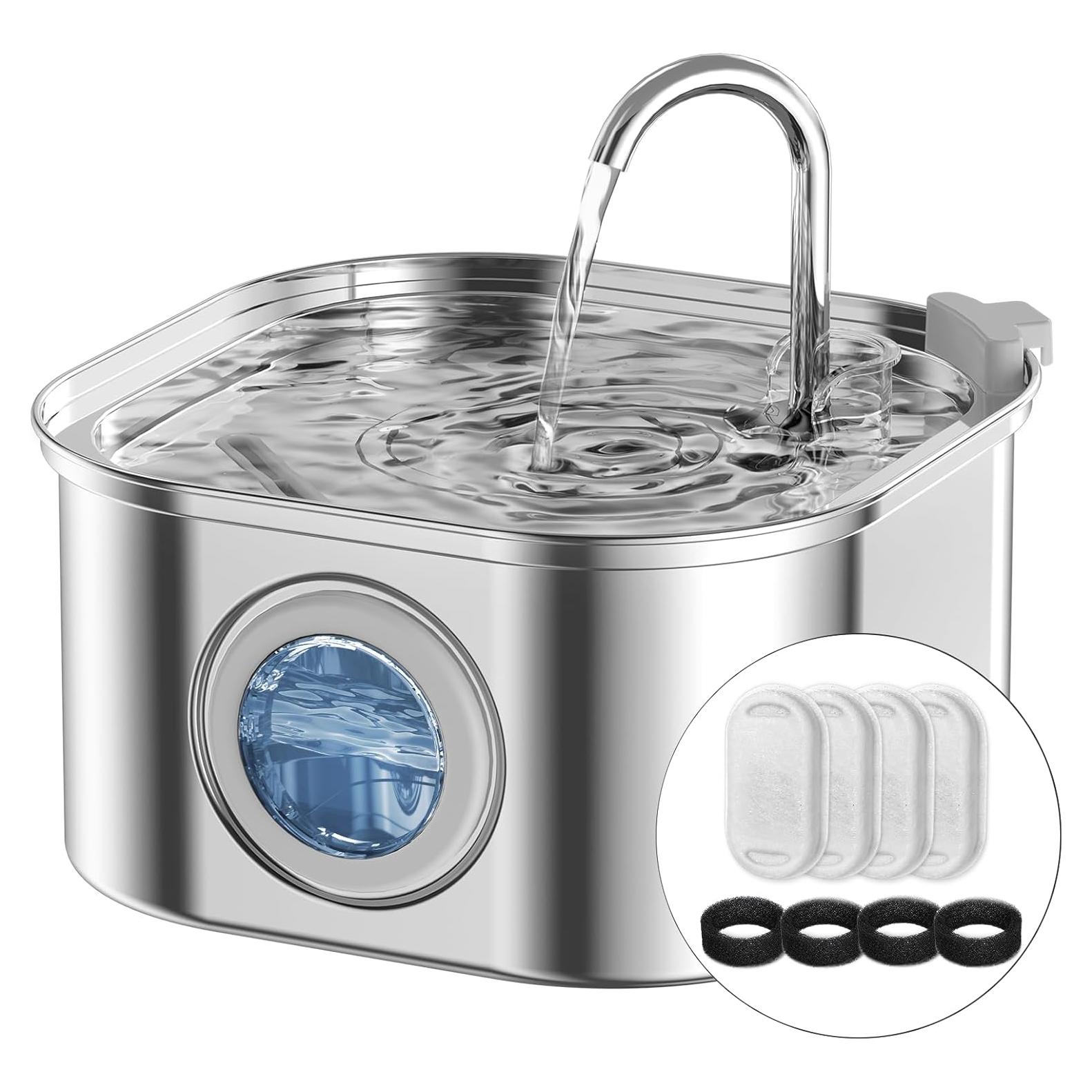 Fuente de Agua Automática para Gatos NautyPaws 3.2L Acero Inoxidable