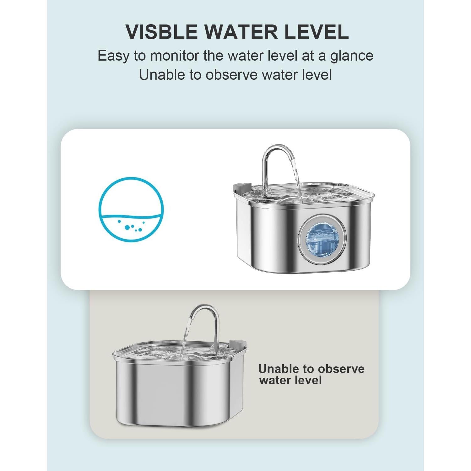 Fuente de Agua Automática para Gatos NautyPaws 3.2L Acero Inoxidable