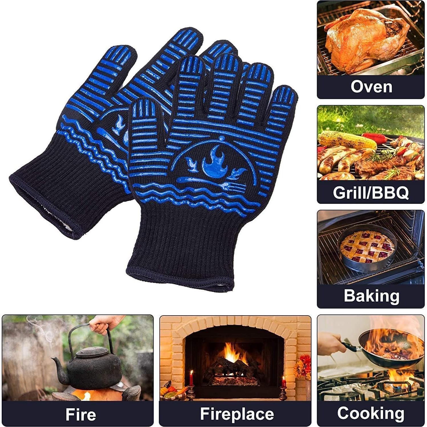 Guantes de BBQ Recoty 28cm Silicona Antideslizantes 800°C