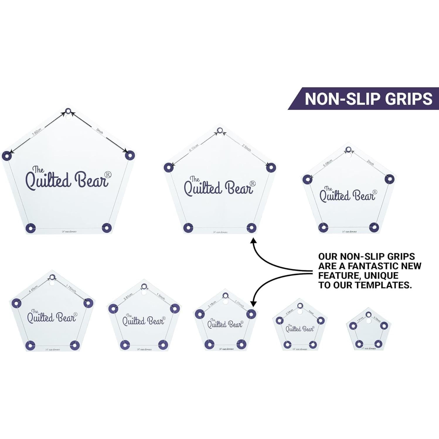 Plantillas de Acolchado The Quilted Bear - Juego de 11 Tamaños