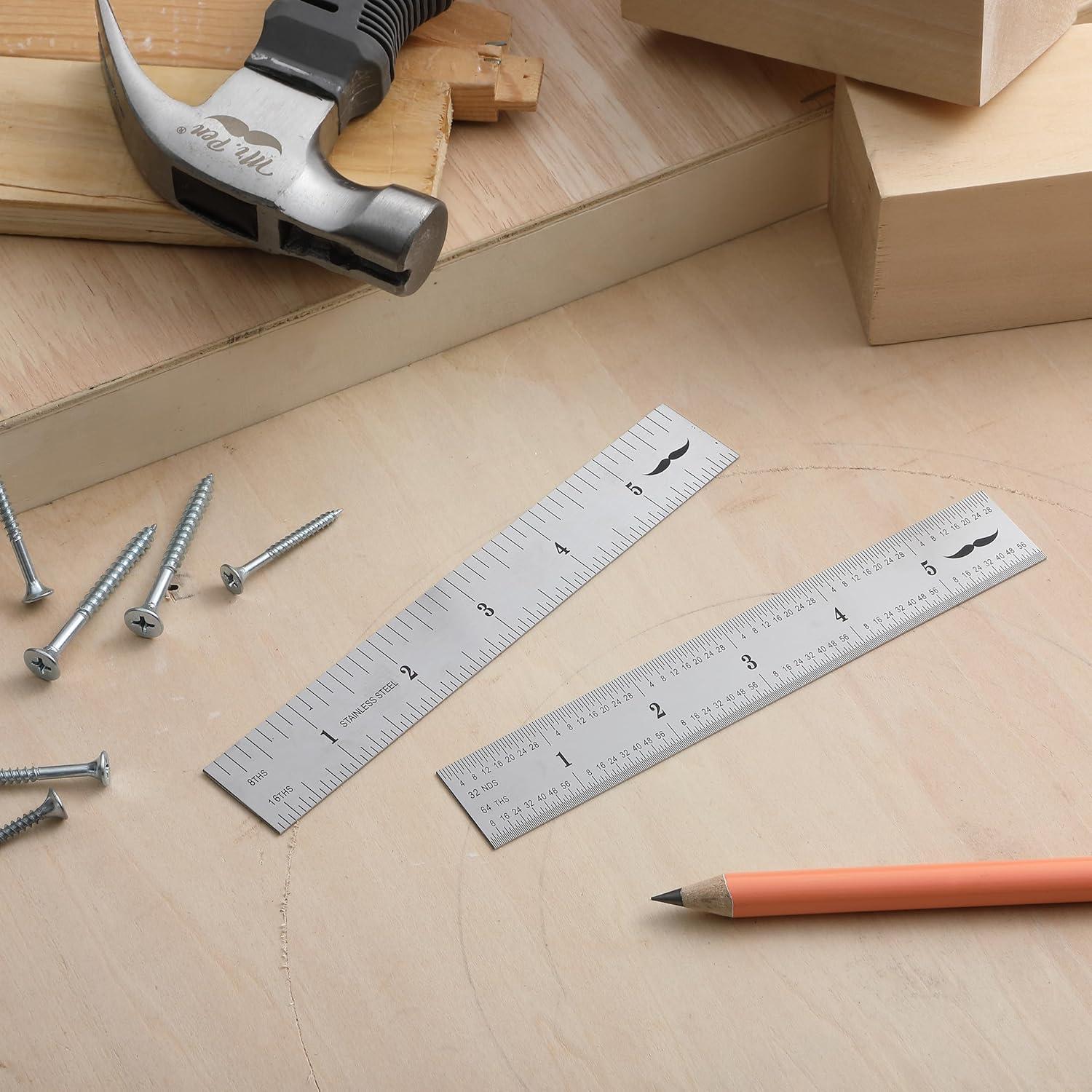 Regla de Maquinista Mr. Pen 15.24 cm Acero Inoxidable 2 Pzas