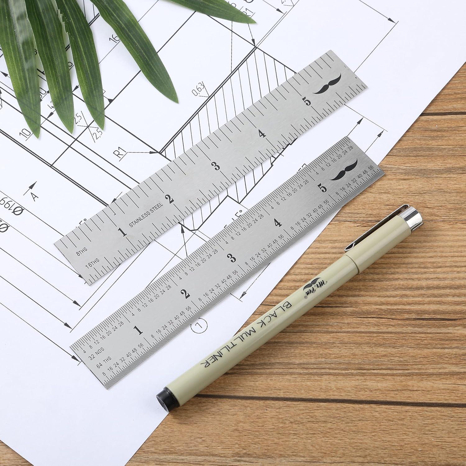 Regla de Maquinista Mr. Pen 15.24 cm Acero Inoxidable 2 Pzas