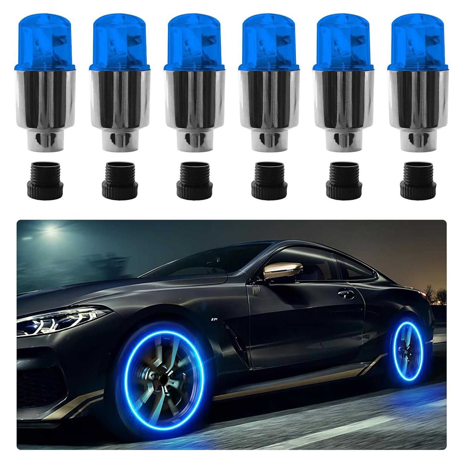 6 Luces de Válvula LED Wogomz para Neumáticos de Coche Azul