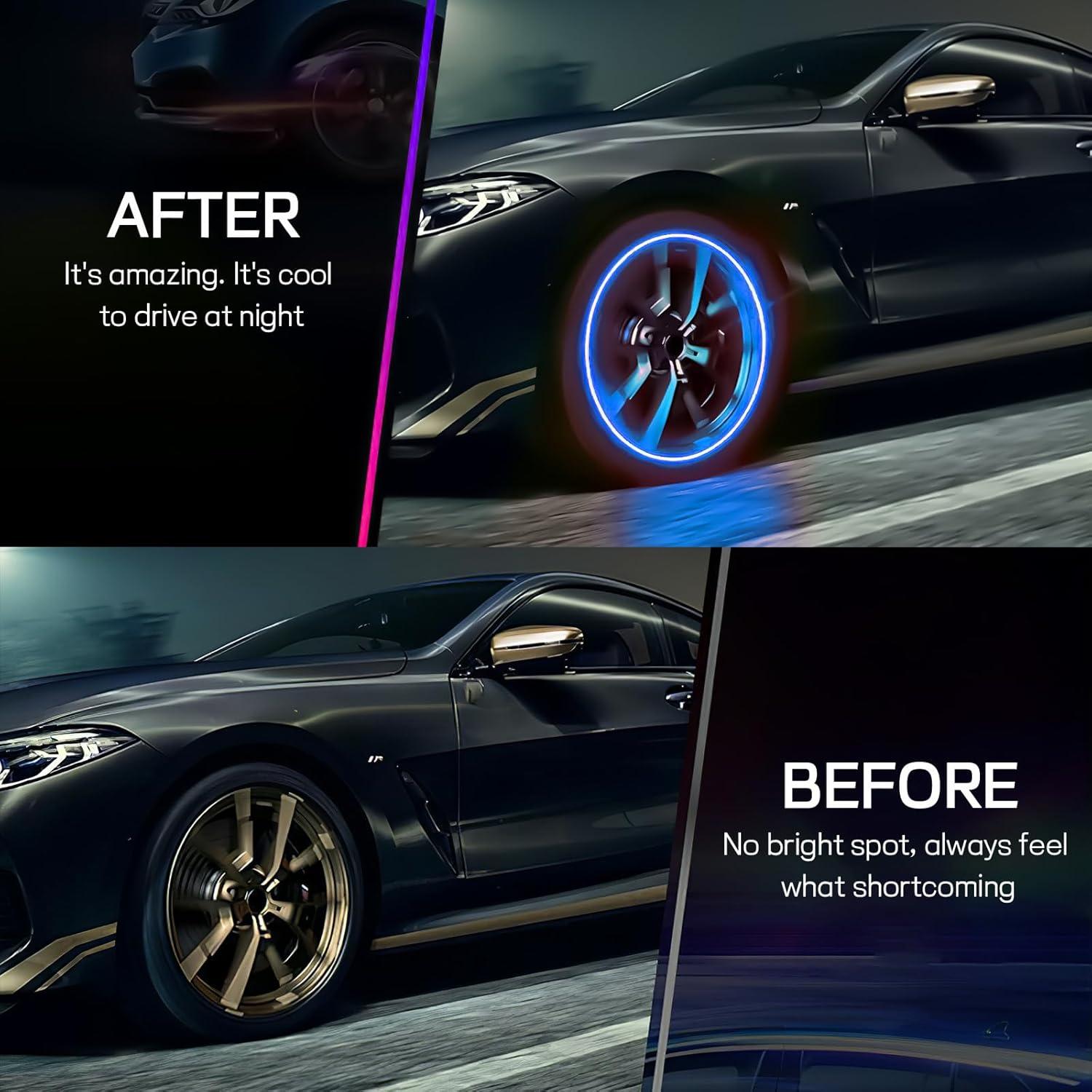 6 Luces de Válvula LED Wogomz para Neumáticos de Coche Azul