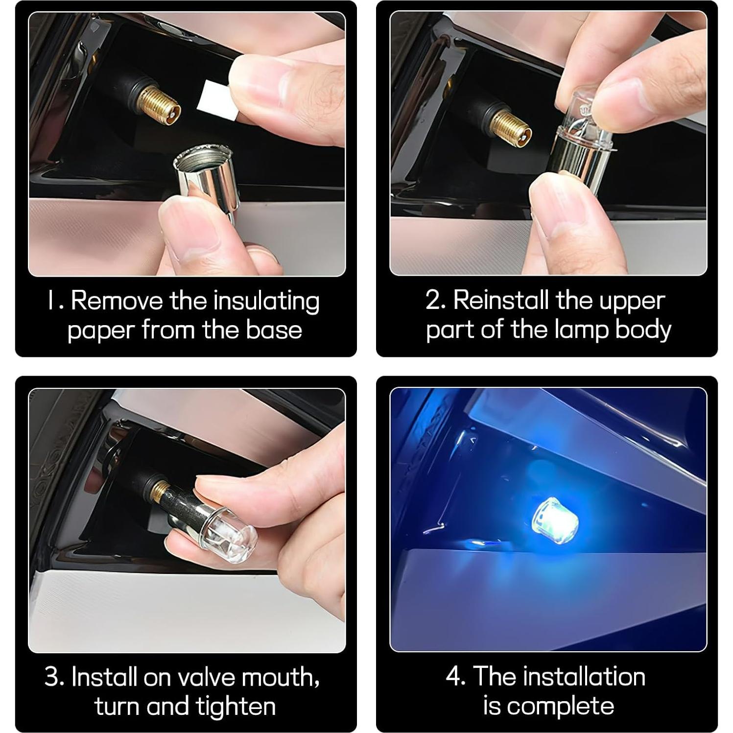 6 Luces de Válvula LED Wogomz para Neumáticos de Coche Azul