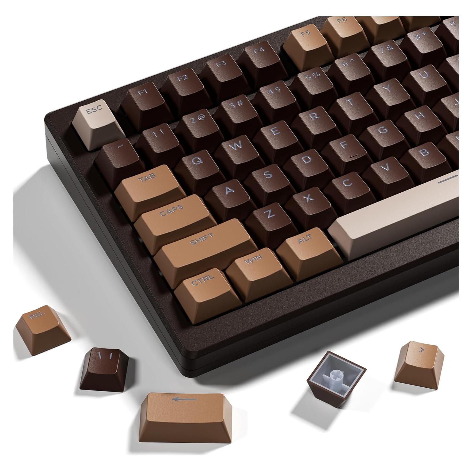 XVX Brillantes Keycaps 133 Teclas PBT Marrón Café Compatible