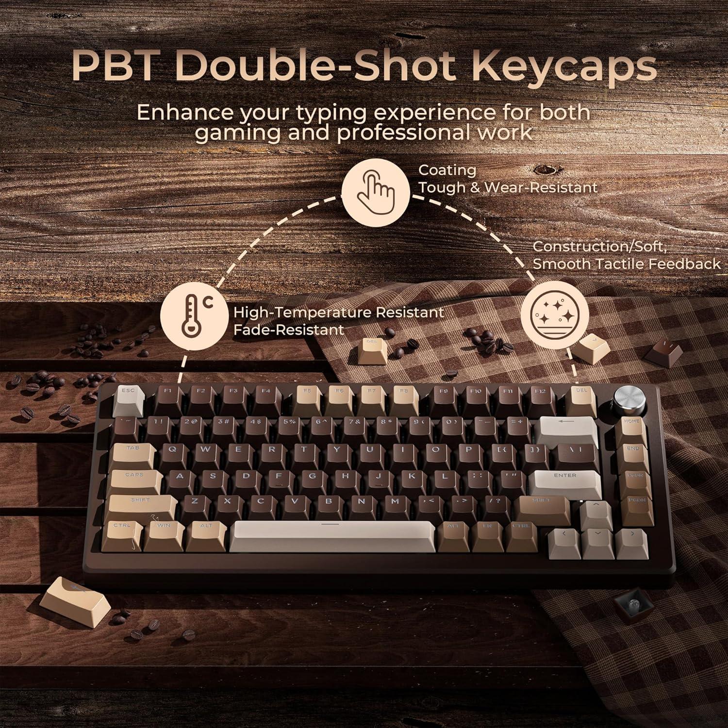 XVX Brillantes Keycaps 133 Teclas PBT Marrón Café Compatible