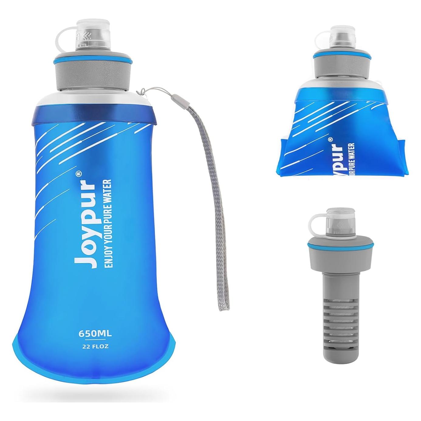 Botella de Filtro de Agua Plegable joypur 650ml Azul BPA Free