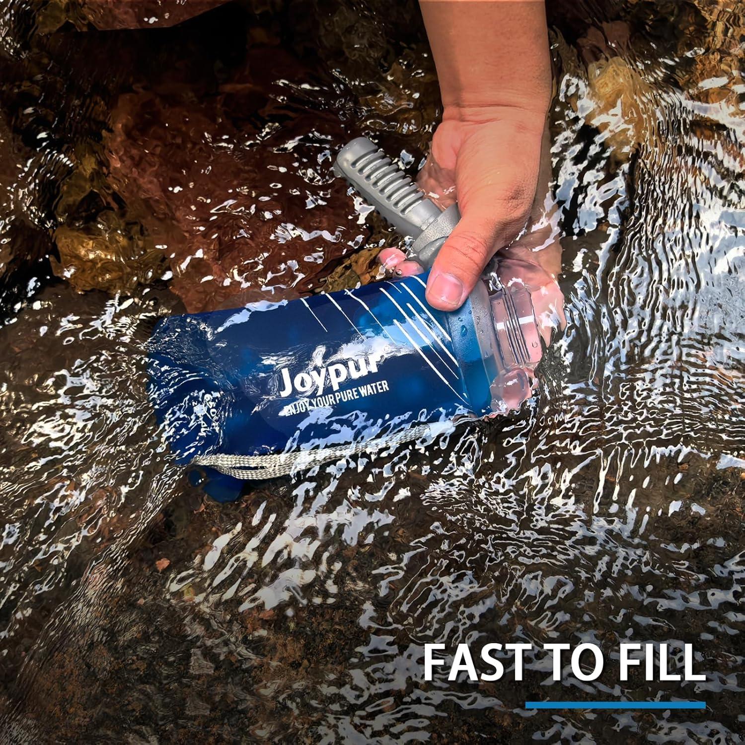 Botella de Filtro de Agua Plegable joypur 650ml Azul BPA Free