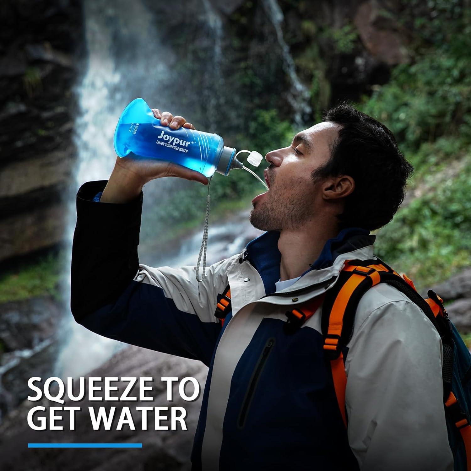Botella de Filtro de Agua Plegable joypur 650ml Azul BPA Free