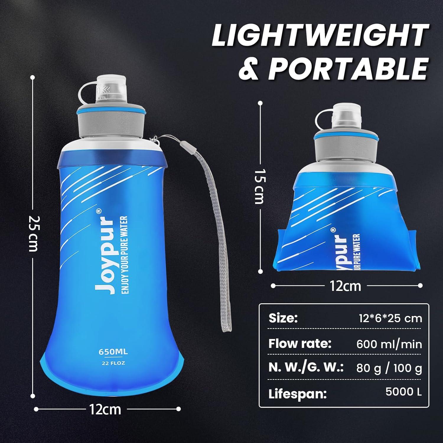 Botella de Filtro de Agua Plegable joypur 650ml Azul BPA Free