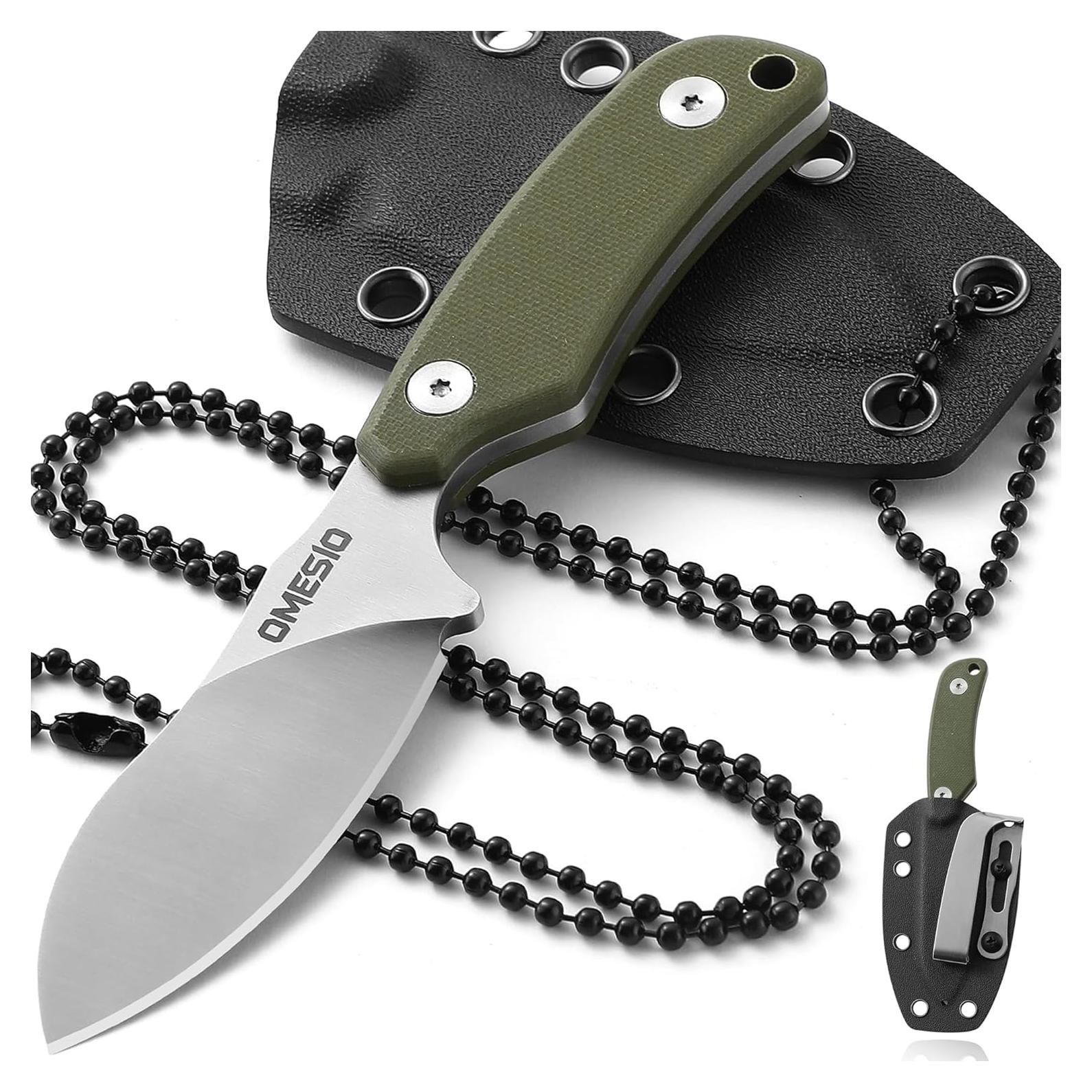 Cuchillo de Cuello Omesio ZLJR, Acero D2, 14.76 cm, Funda Kydex