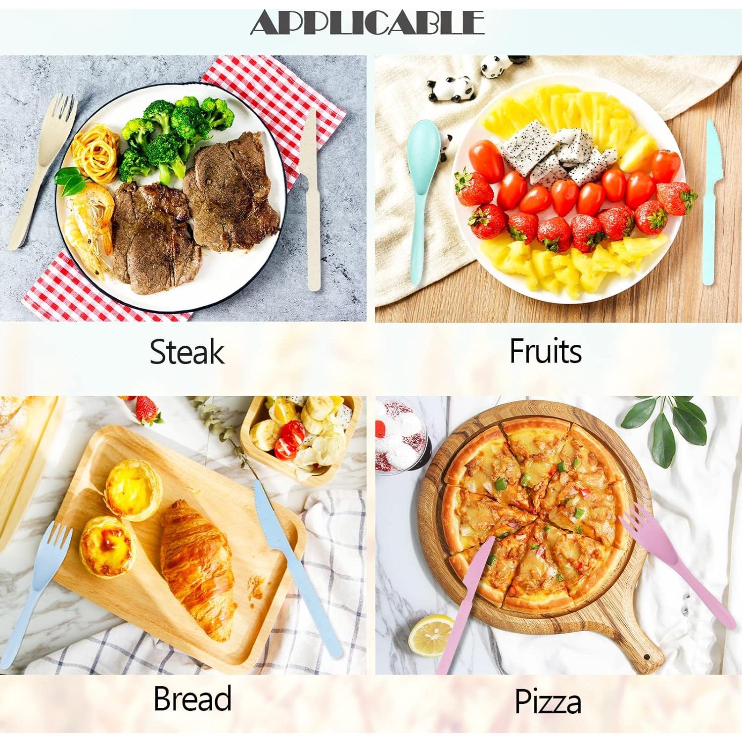 Juego de Utensilios de Viaje Ecológicos YDYTOP Beige 3 Piezas