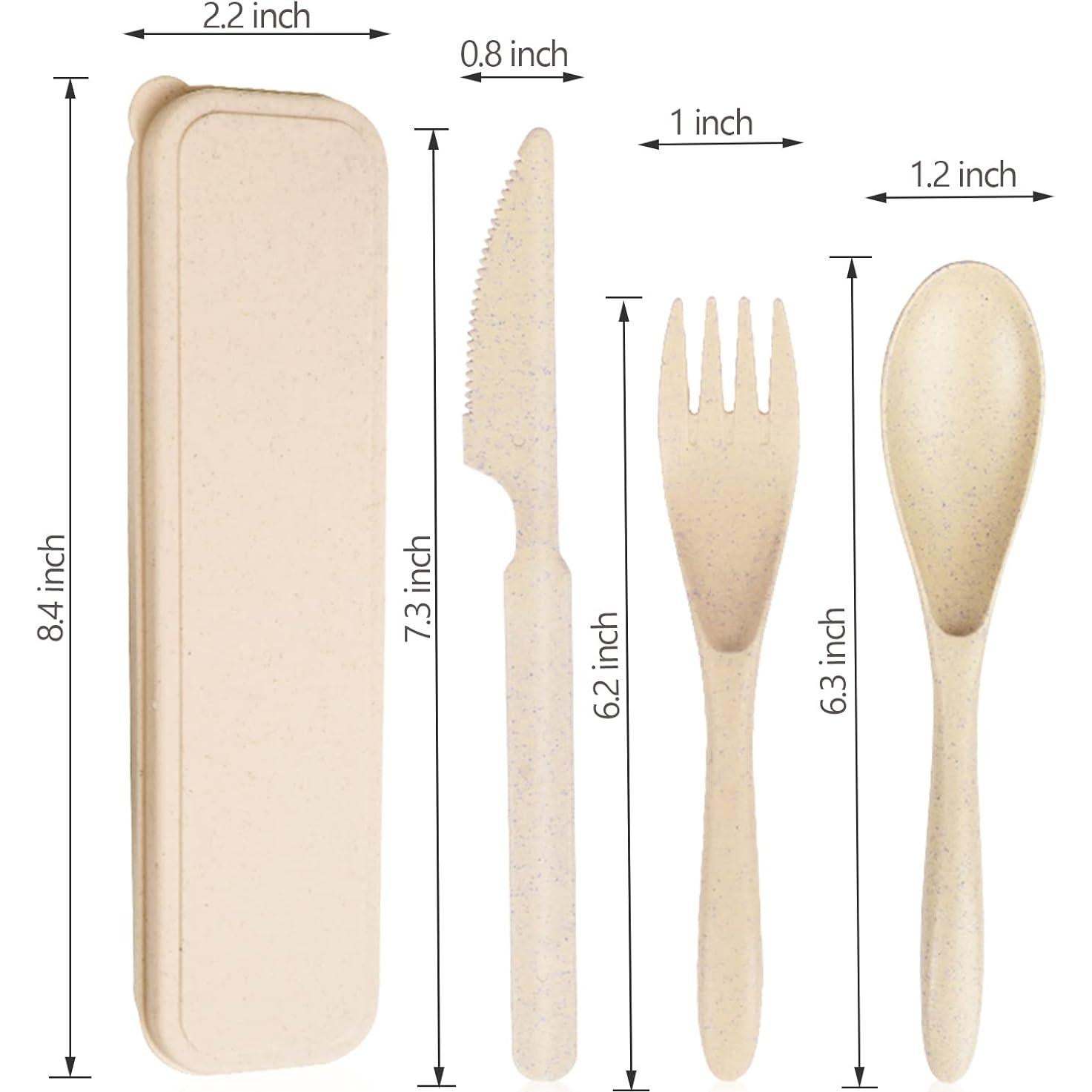 Juego de Utensilios de Viaje Ecológicos YDYTOP Beige 3 Piezas