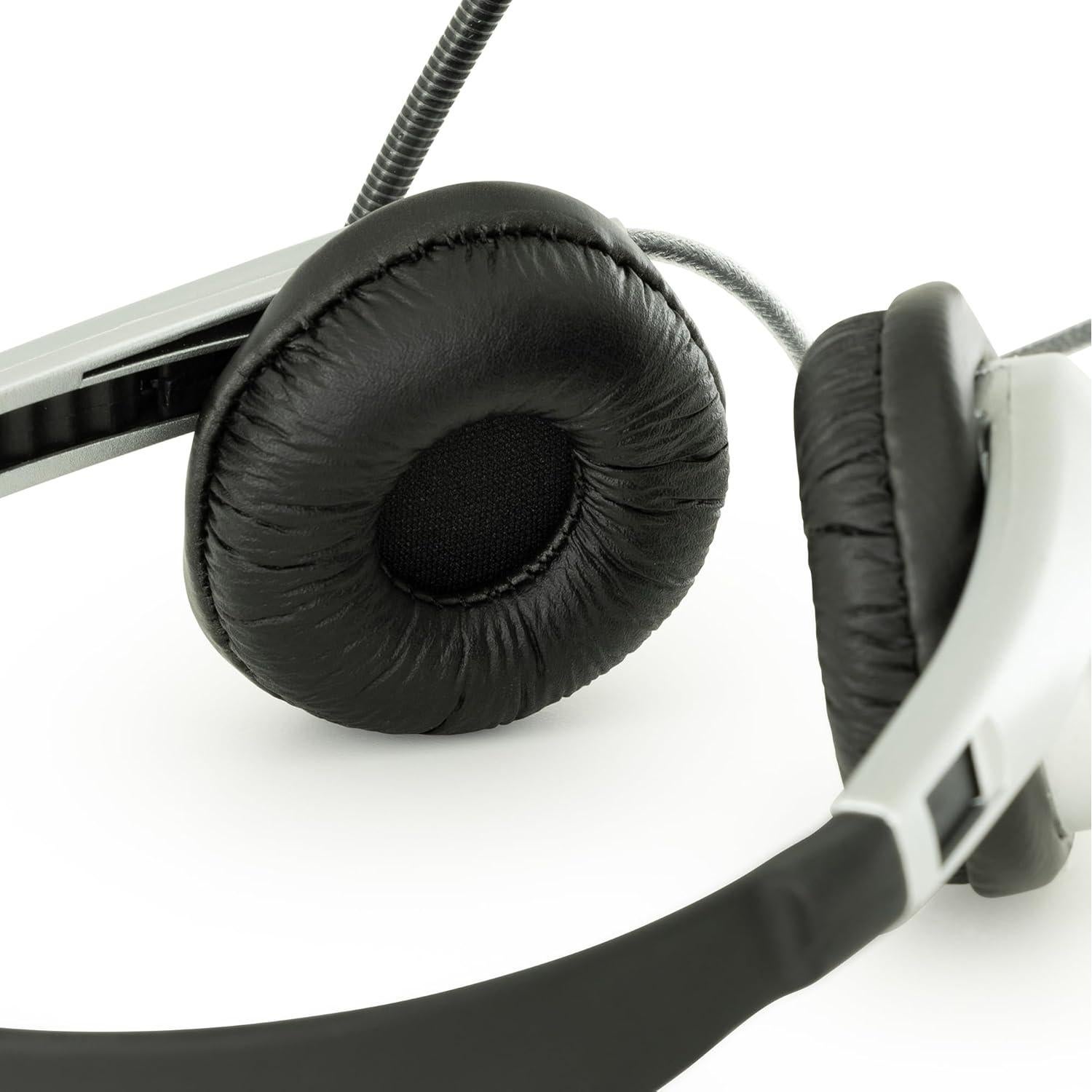 Auricular Estéreo USB Egghead con Micrófono Flexible y Almohadillas de Cuero Sintético