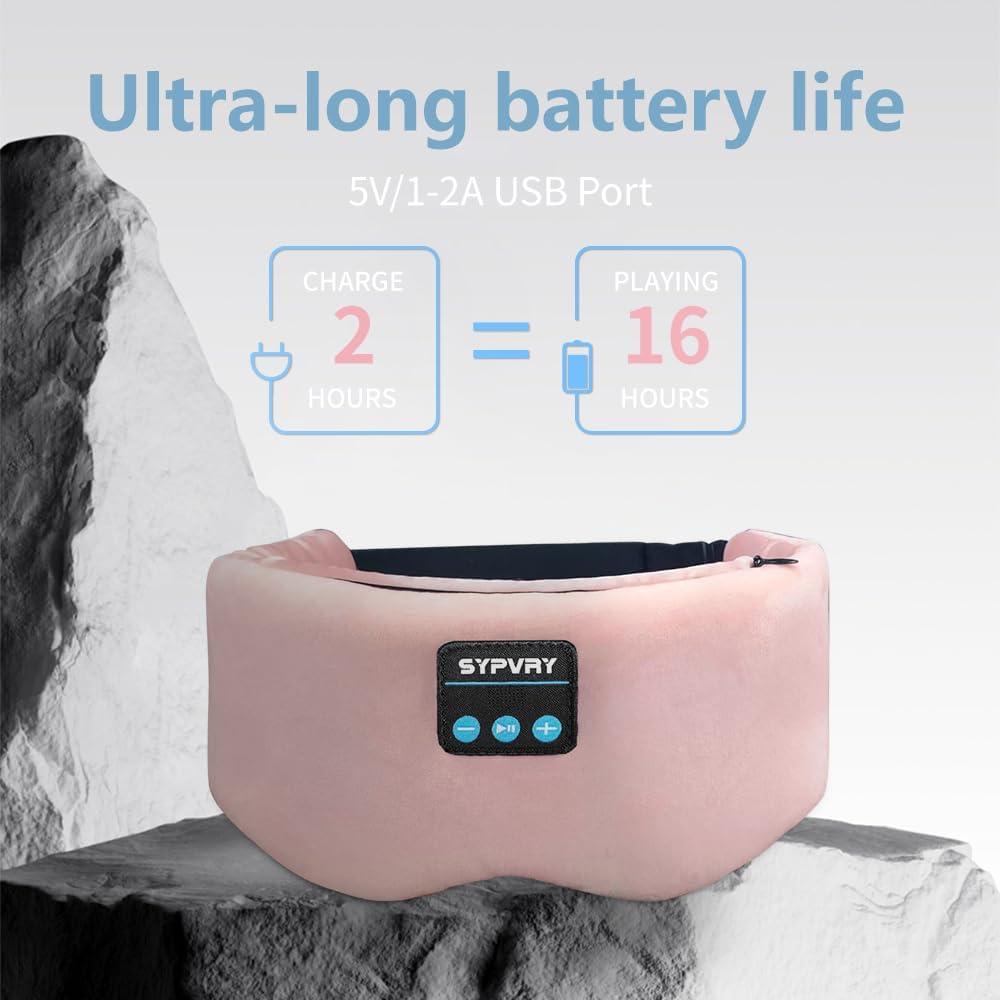 Máscara de Sueño Bluetooth SYPVRY Rosa con Auriculares Inalámbricos