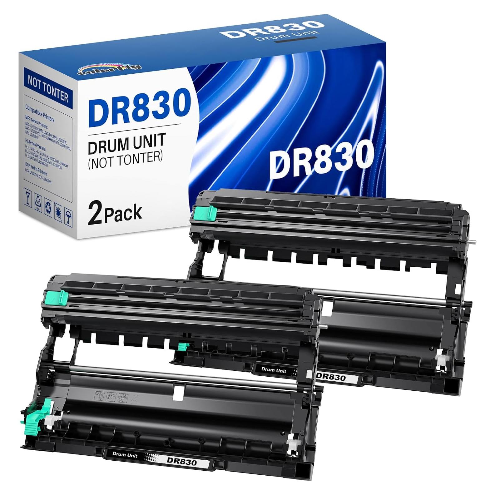 Unidad de Tambor DR830 Colorfly - Paquete de 2, Compatible con TN830