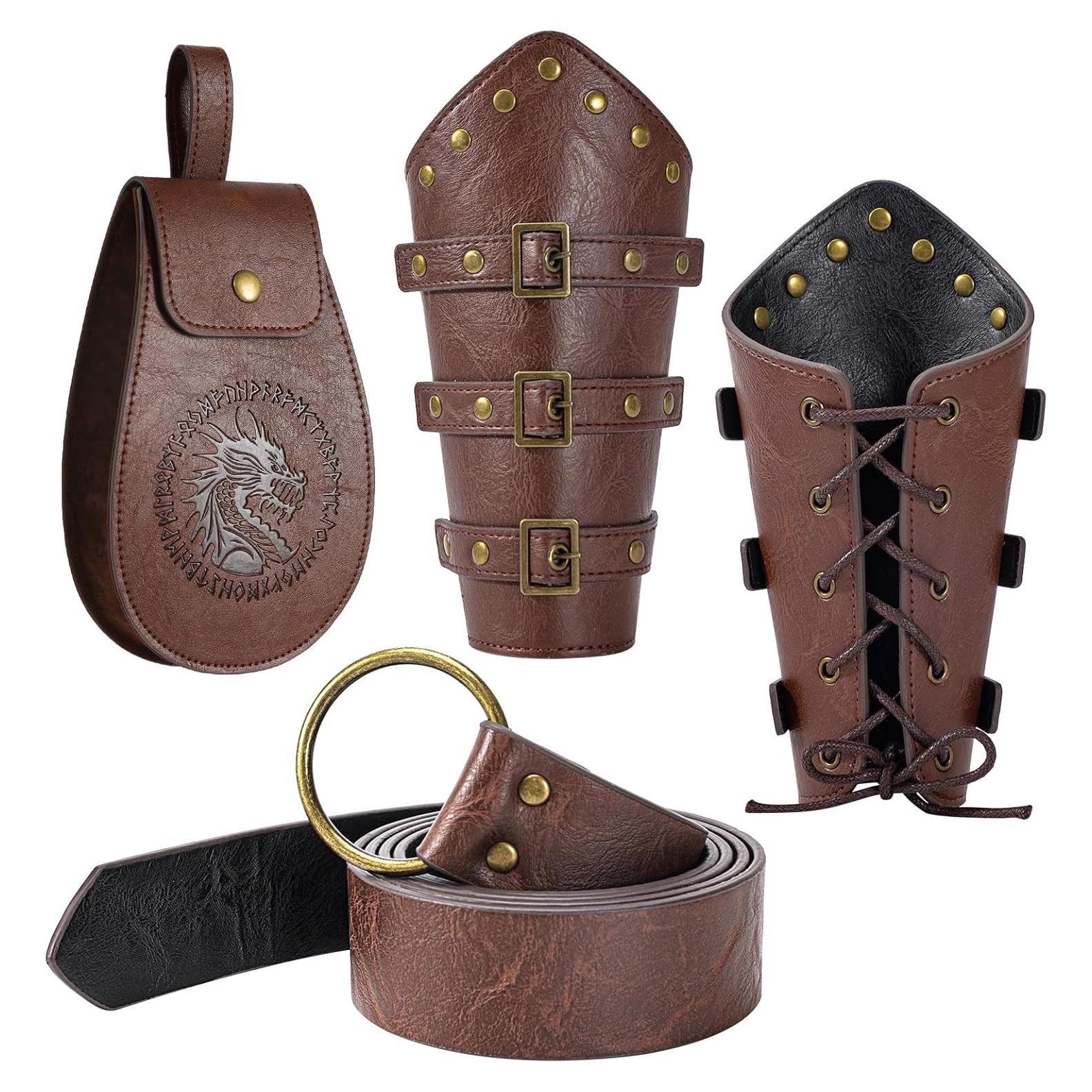 Set 3 Accesorios Medievales Berenlu: Cinturón, Bolsa y Muñequera