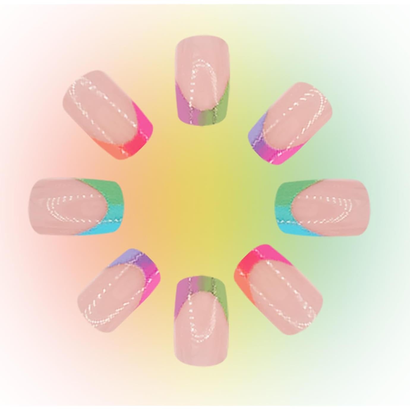 24 Piezas Uñas Postizas Francesas Cortas Coloridas NZRAESTRS