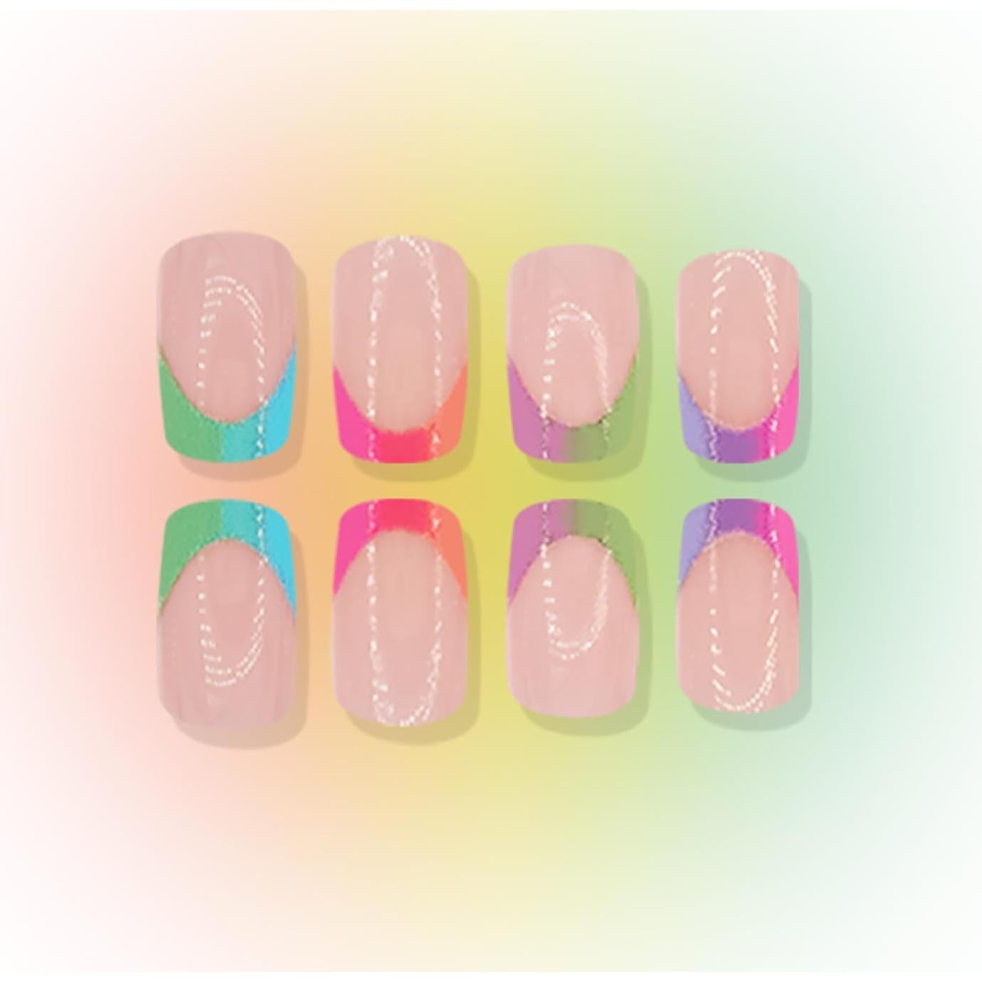 24 Piezas Uñas Postizas Francesas Cortas Coloridas NZRAESTRS