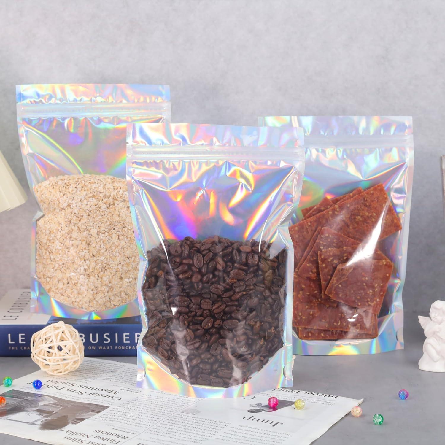 Bolsas de Mylar Holográficas Reutilizables NPLUX 50 Unidades 12.7x20.3CM