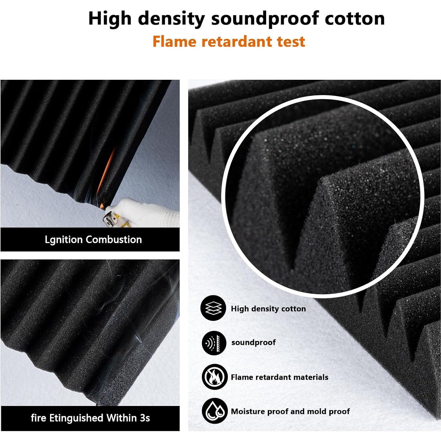 Paquete de 24 Paneles de Espuma Acústica 30x30 cm Negro